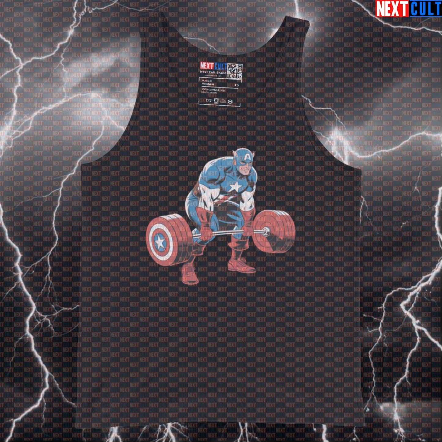 Captain Deadlift Funny Gym Tank Top Muscle Shirt Athletic Vest for Lifters Leg Day Workout Top Avengers Bodybuilding Captain America Films Fitness Gym Leg Day Powerlifting Superheroes Workout Next Cult Brand