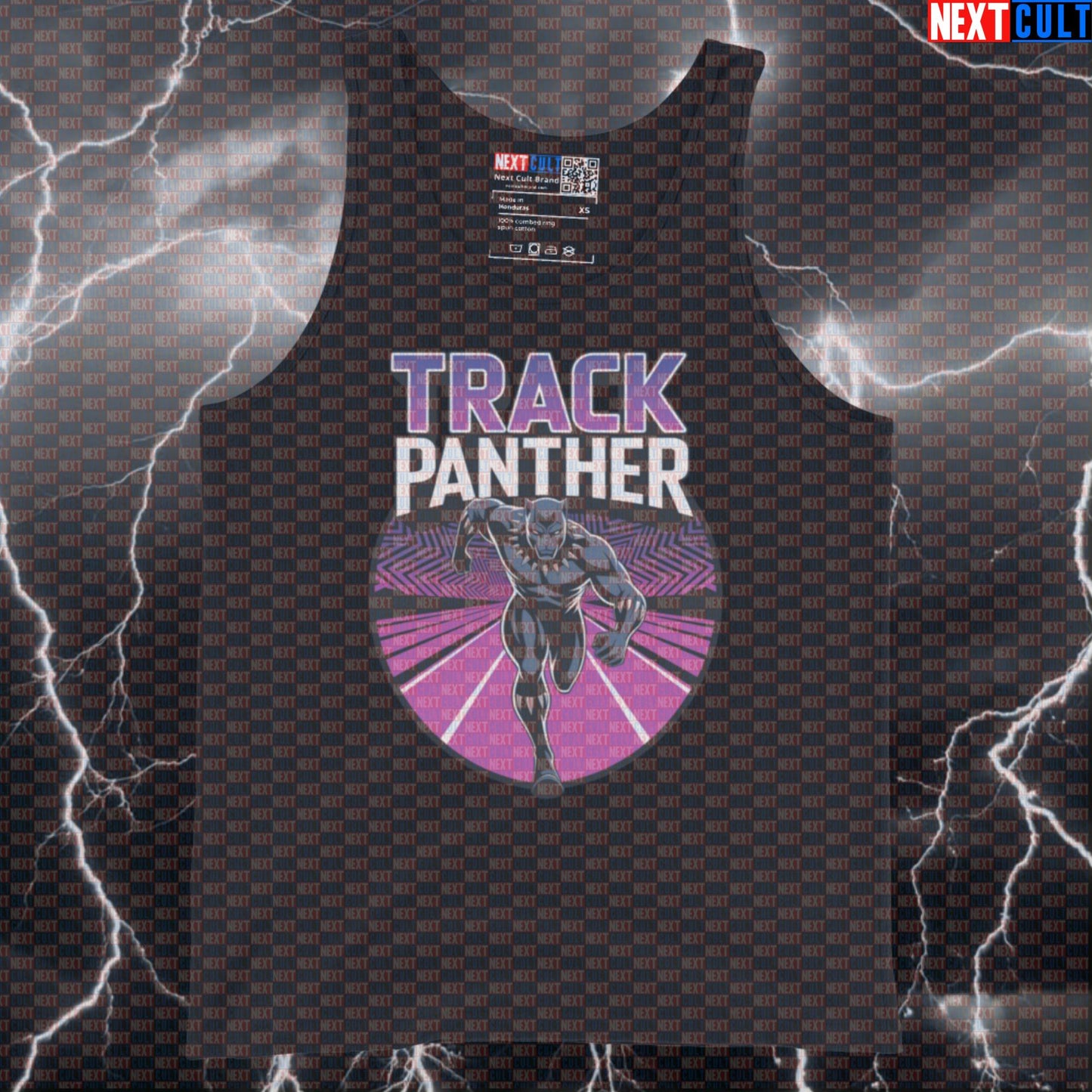 Track Panther Funny Gym Tank Top Athletic Vest Muscle Shirt for Running Workout Fans Black Panther Track Design Avengers Black Panther Cardio Films Fitness Gym Superheroes Workout Next Cult Brand
