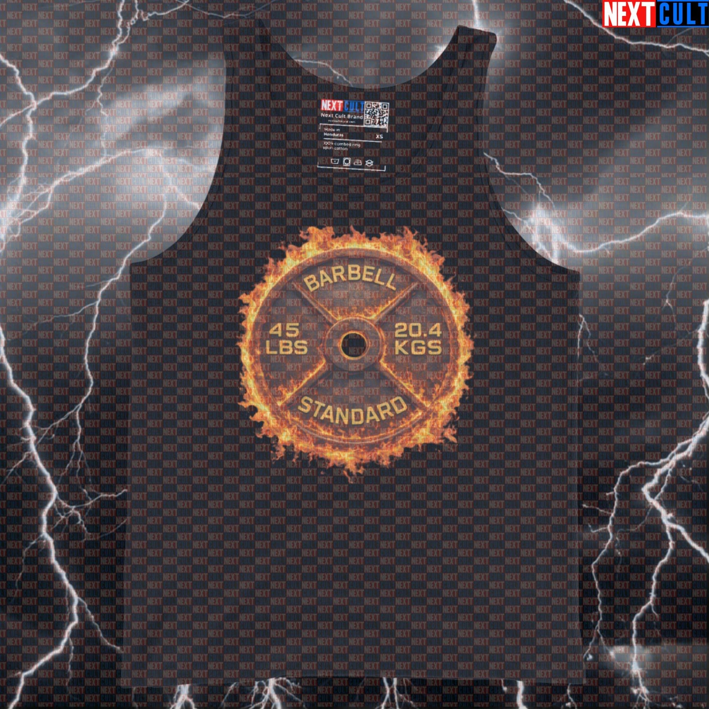 Flaming 45LB Weight Plate Funny Gym Tank Top Fire Barbell Lifting Workout Tank Top Hot Fitness Tank Tops Next Cult Brand