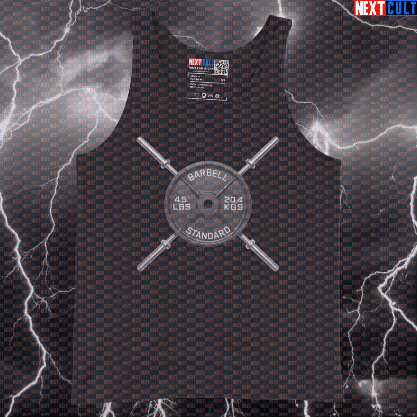 Classic Barbell Crossed Weights 45LB Plate Funny Gym Tank Top Hardcore Fitness Workout Tank Top Tank Tops Next Cult Brand