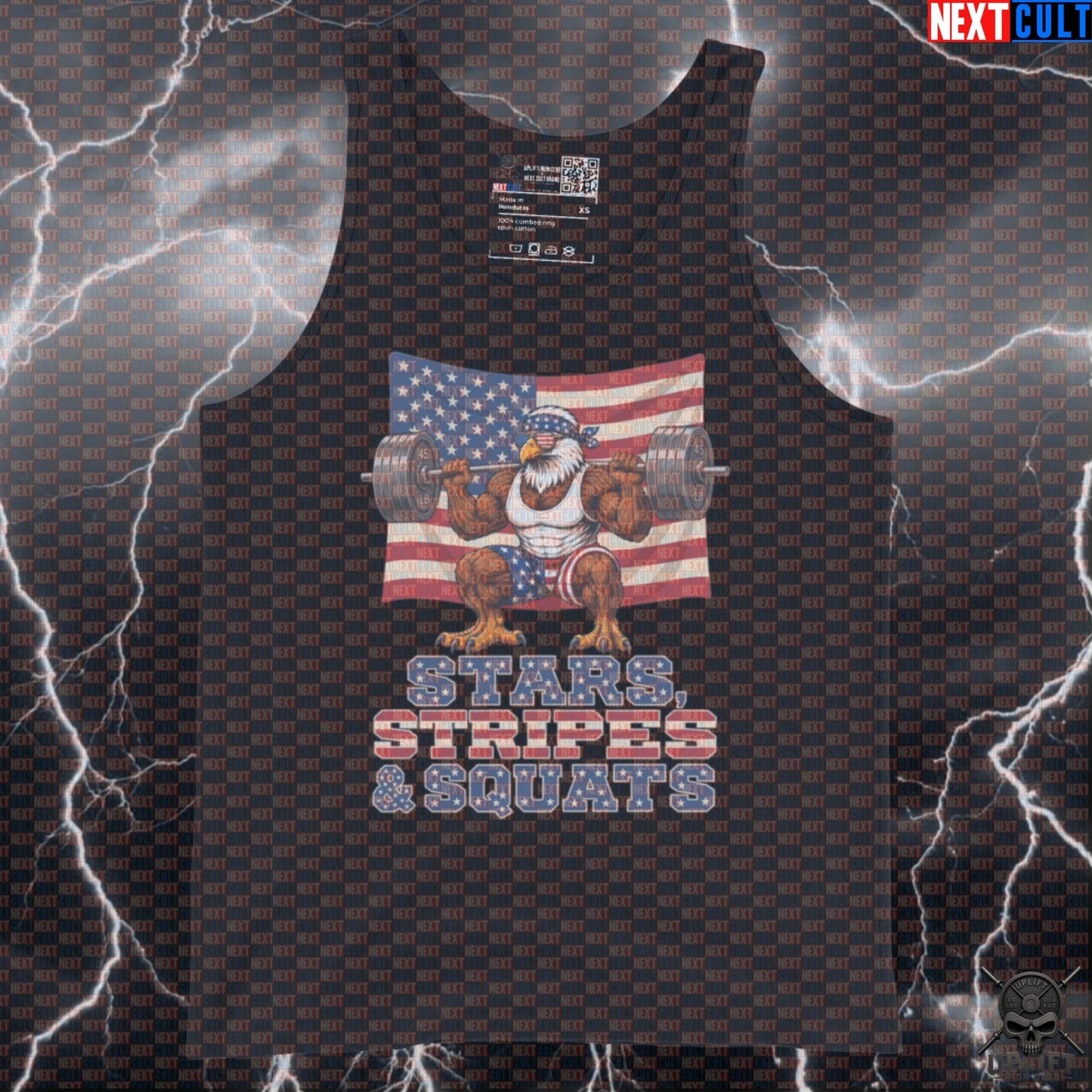 Patriotic Eagle Tank Top Stars Stripes and Squats Muscle Shirt for USA Leg Day Next Cult Brand