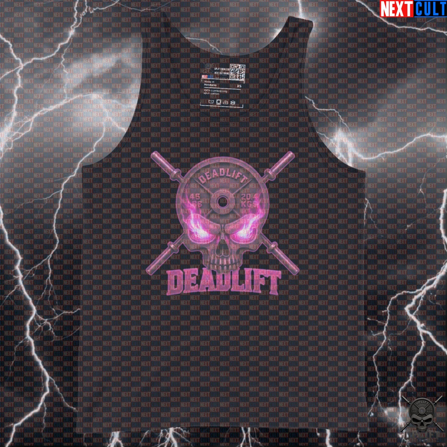 Deadlift Tank Top Pink Skull Muscle Shirt for Powerlifting Leg Day and Heavy Weights Tank Tops Next Cult Brand