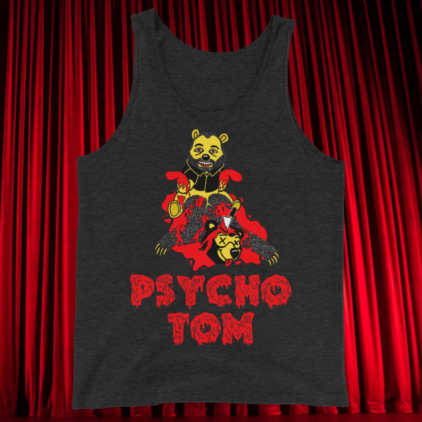 Psycho Tom Segura T-shirt, Tom Segura Shirt, Tom Segura Tee, 2b1c tshirt, 2 Bears 1 Cave merch, YMH merch Charcoal-Black Triblend Tank Tops 2 Bears 1 Cave Podcasts Stand-up Comedy Tom Segura YMH Next Cult Brand