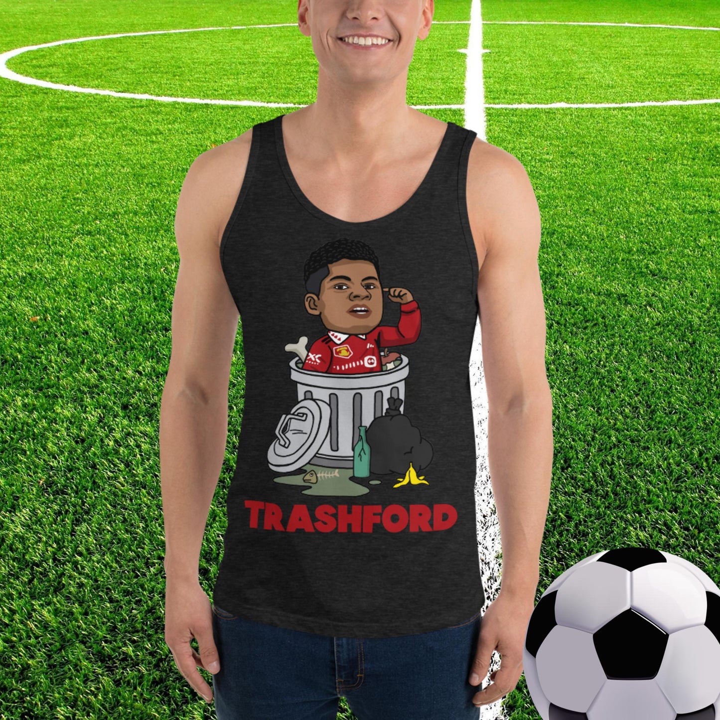 Trashford Marcus Rashford Manchester United Gift Man United Gift Marcus Rashford Tank Top Charcoal-Black Triblend Tank Tops Football Manchester United Marcus Rashford Next Cult Brand