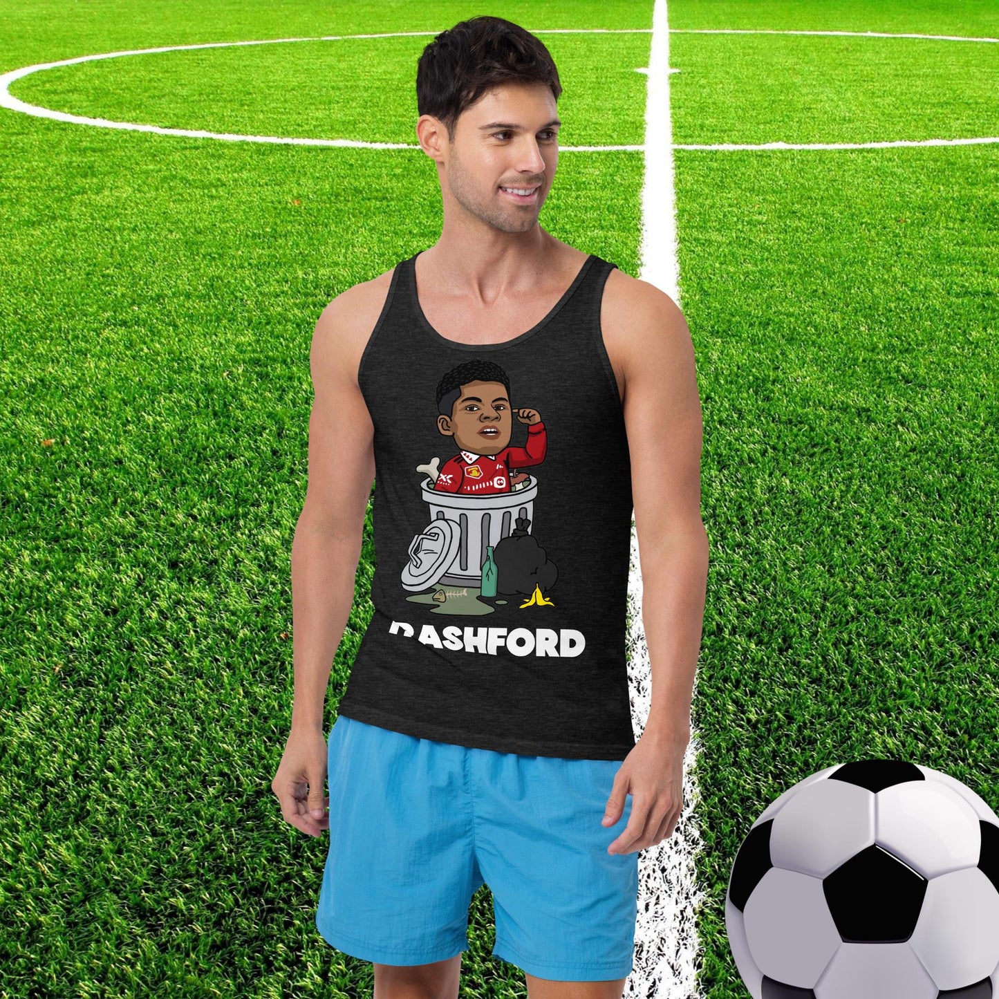 Trashford Marcus Rashford Manchester United Gift Man United Gift Marcus Rashford Tank Top Charcoal-Black Triblend Tank Tops Football Manchester United Marcus Rashford Next Cult Brand