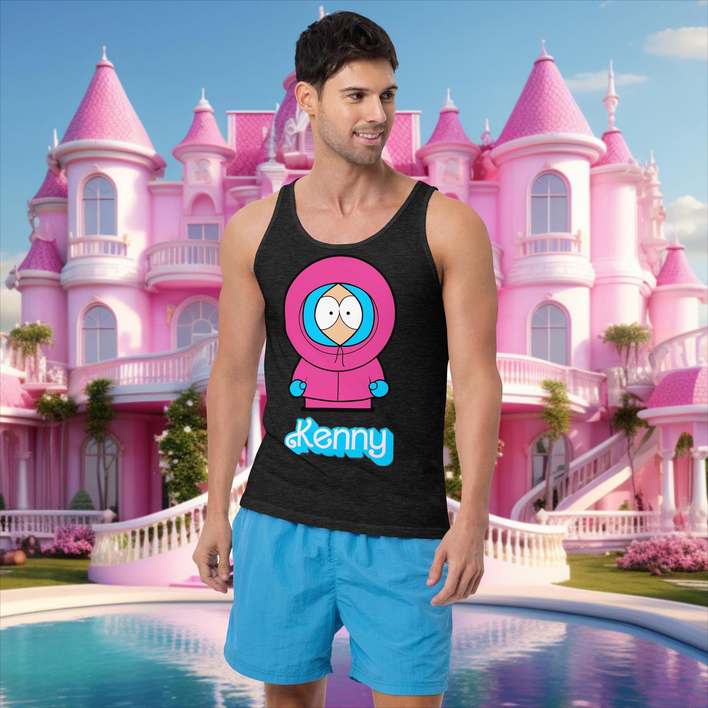 Kenny McCormick Ken Ryan Gosling Barbie South Park Kenny Tank Top Charcoal-Black Triblend Tank Tops Barbie Ken Kenny Movies South Park TV Shows Next Cult Brand