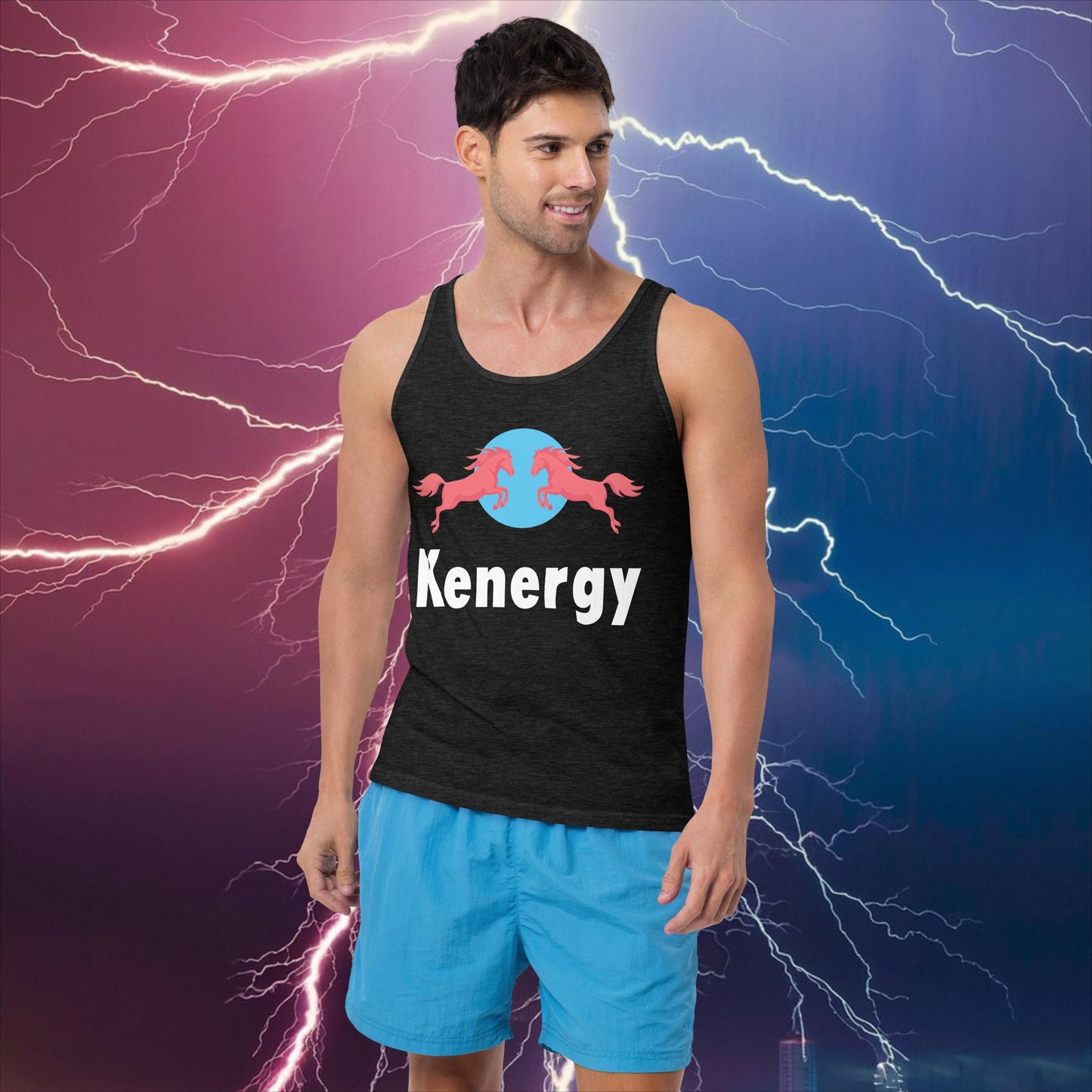 Kenergy Red Bull Ken Barbie Ryan Gosling Kenergy Tank Top Charcoal-Black Triblend Tank Tops Barbie Ken Kenergy Movies Next Cult Brand