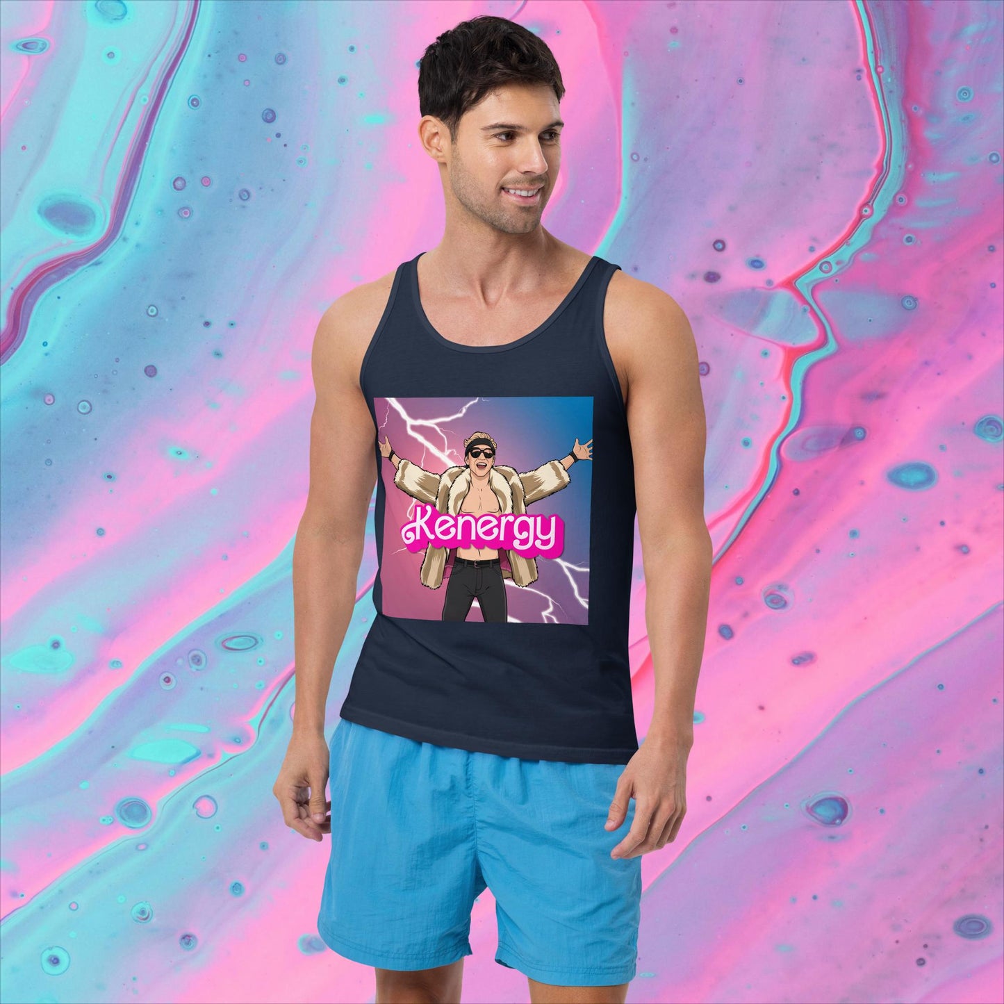 Kenergy Barbie Ryan Gosling Ken Tank Top Navy Tank Tops Barbie Celebrities Ken Kenergy Movies Ryan Gosling Next Cult Brand