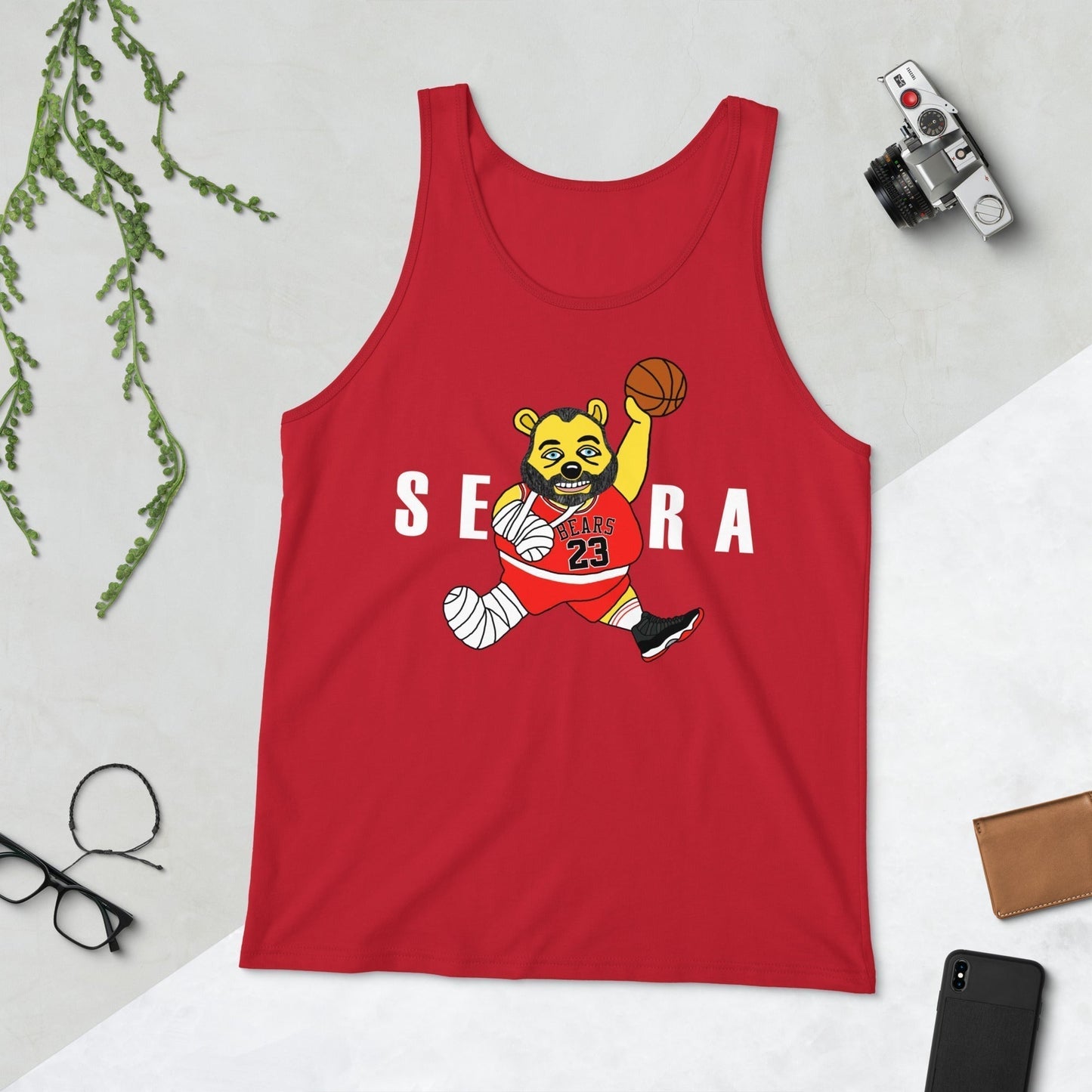 Air Segura, Tom Segura Basketball, Your Mom's House (YMH), 2 Bears 1 Cave, Funny Men's Tank Top Red Tank Tops 2 Bears 1 Cave Air Segura Podcasts Stand-up Comedy Tom Segura YMH Next Cult Brand