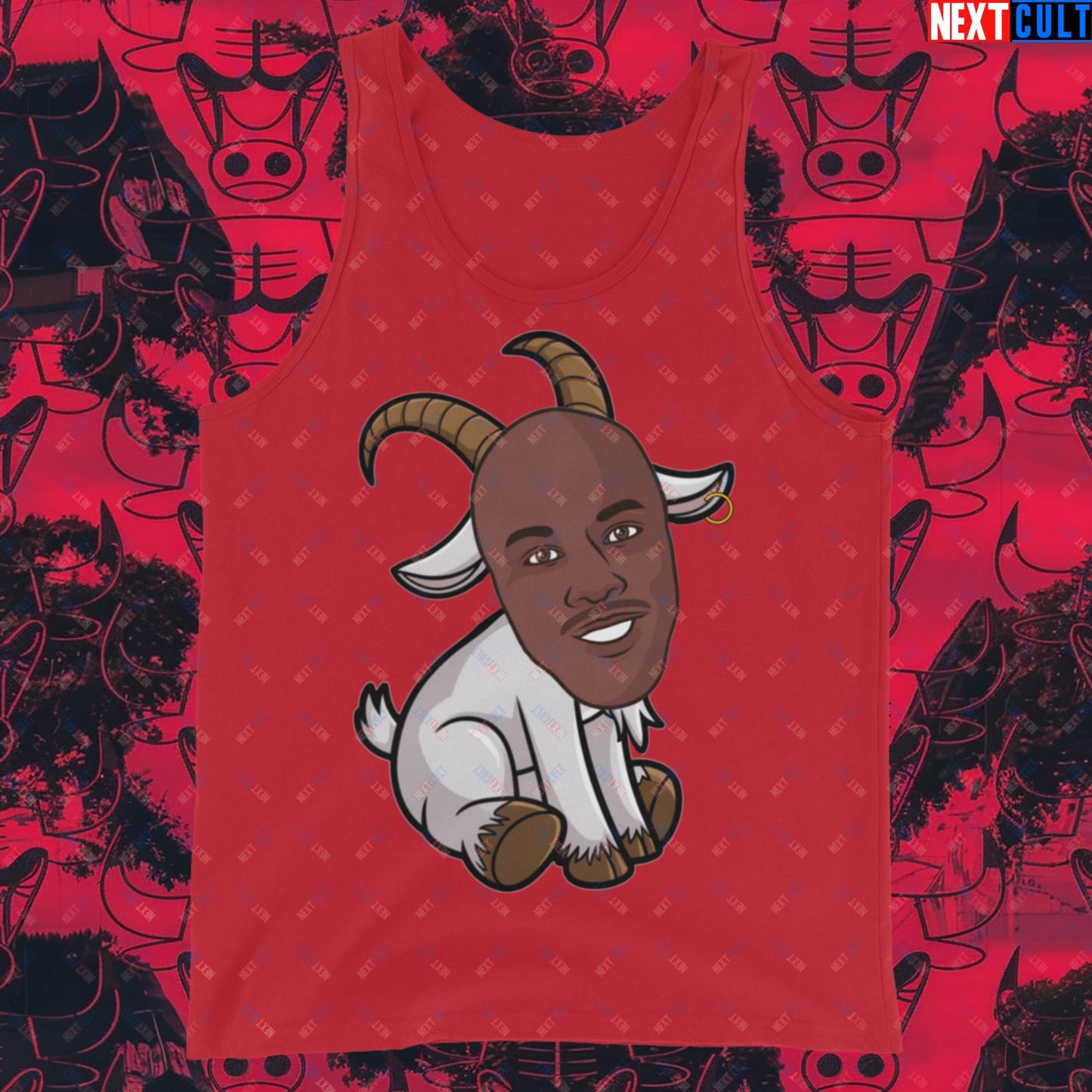Michael Jordan G.O.A.T. Tank Top - Funny Basketball Meme Muscle Shirt - Greatest of All Time NBA Cartoon Design - Perfect Gift for Basketball Fans Tank Top Red Tank Tops Basketball Chicago Bulls G.O.A.T. Michael Jordan NBA Next Cult Brand