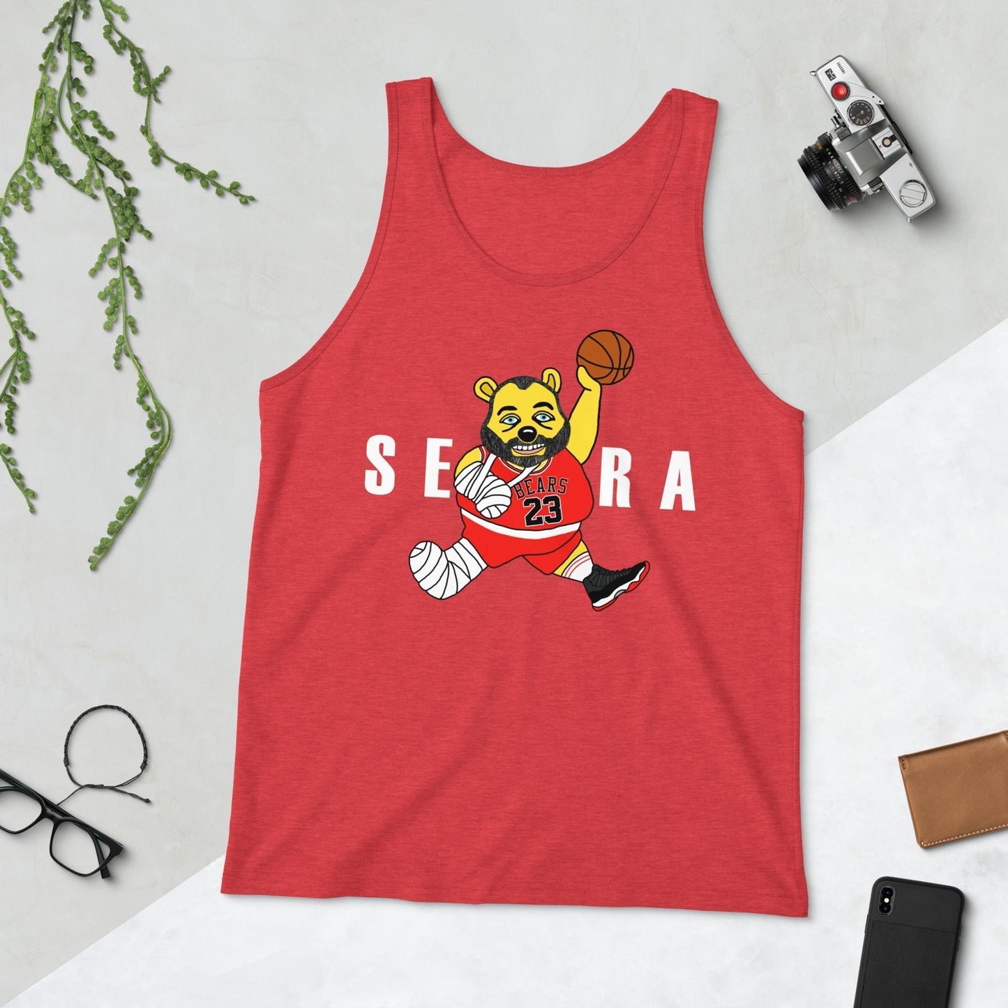 Air Segura, Tom Segura Basketball, Your Mom's House (YMH), 2 Bears 1 Cave, Funny Men's Tank Top Red Triblend Tank Tops 2 Bears 1 Cave Air Segura Podcasts Stand-up Comedy Tom Segura YMH Next Cult Brand