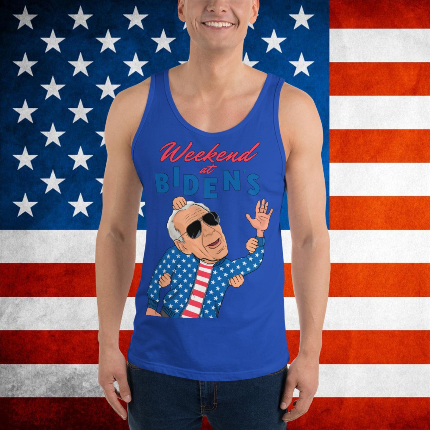 Weekend at Biden's Joe Biden Meme Democrat Republican Trump Trump Gift Biden Gift 90s Vintage Tank Top True Royal Tank Tops Democrats Joe Biden Politics Next Cult Brand