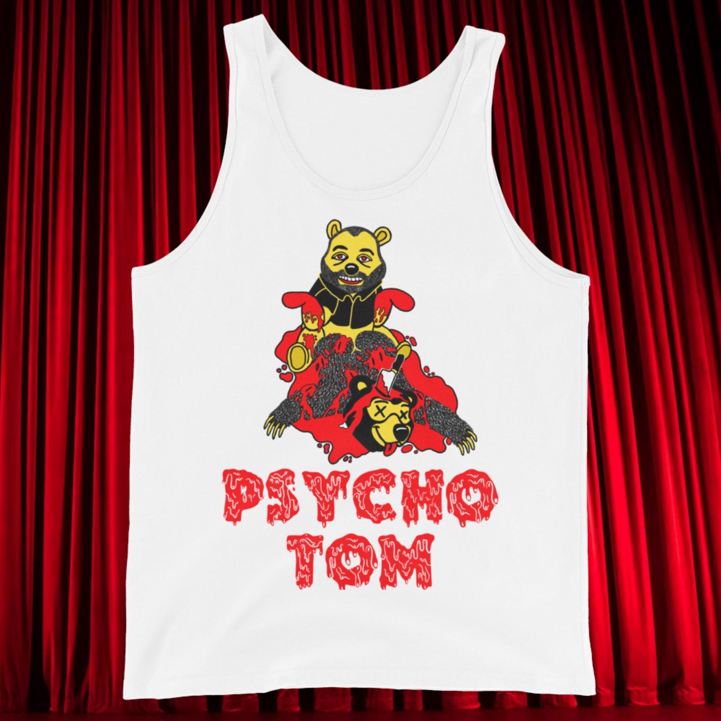 Psycho Tom Segura T-shirt, Tom Segura Shirt, Tom Segura Tee, 2b1c tshirt, 2 Bears 1 Cave merch, YMH merch White Tank Tops 2 Bears 1 Cave Podcasts Stand-up Comedy Tom Segura YMH Next Cult Brand