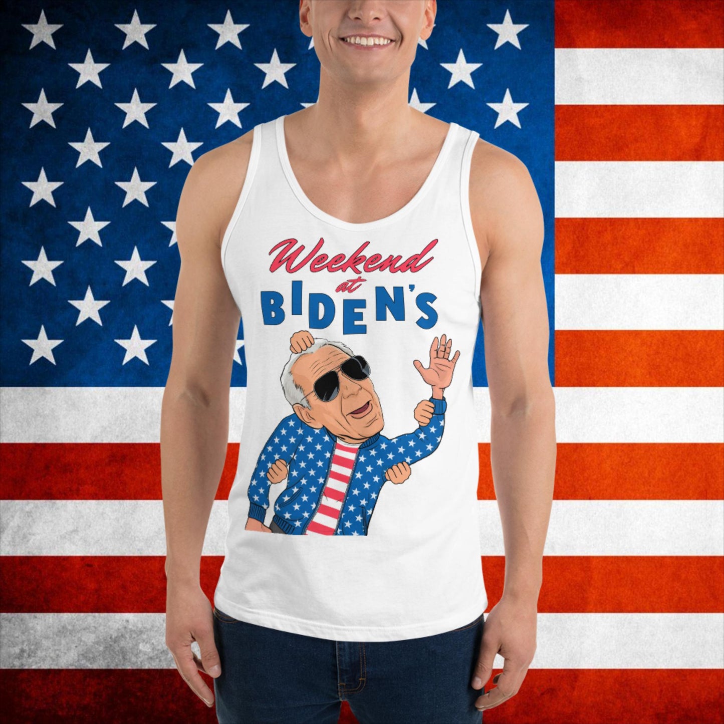 Weekend at Biden's Joe Biden Meme Democrat Republican Trump Trump Gift Biden Gift 90s Vintage Tank Top White Tank Tops Democrats Joe Biden Politics Next Cult Brand