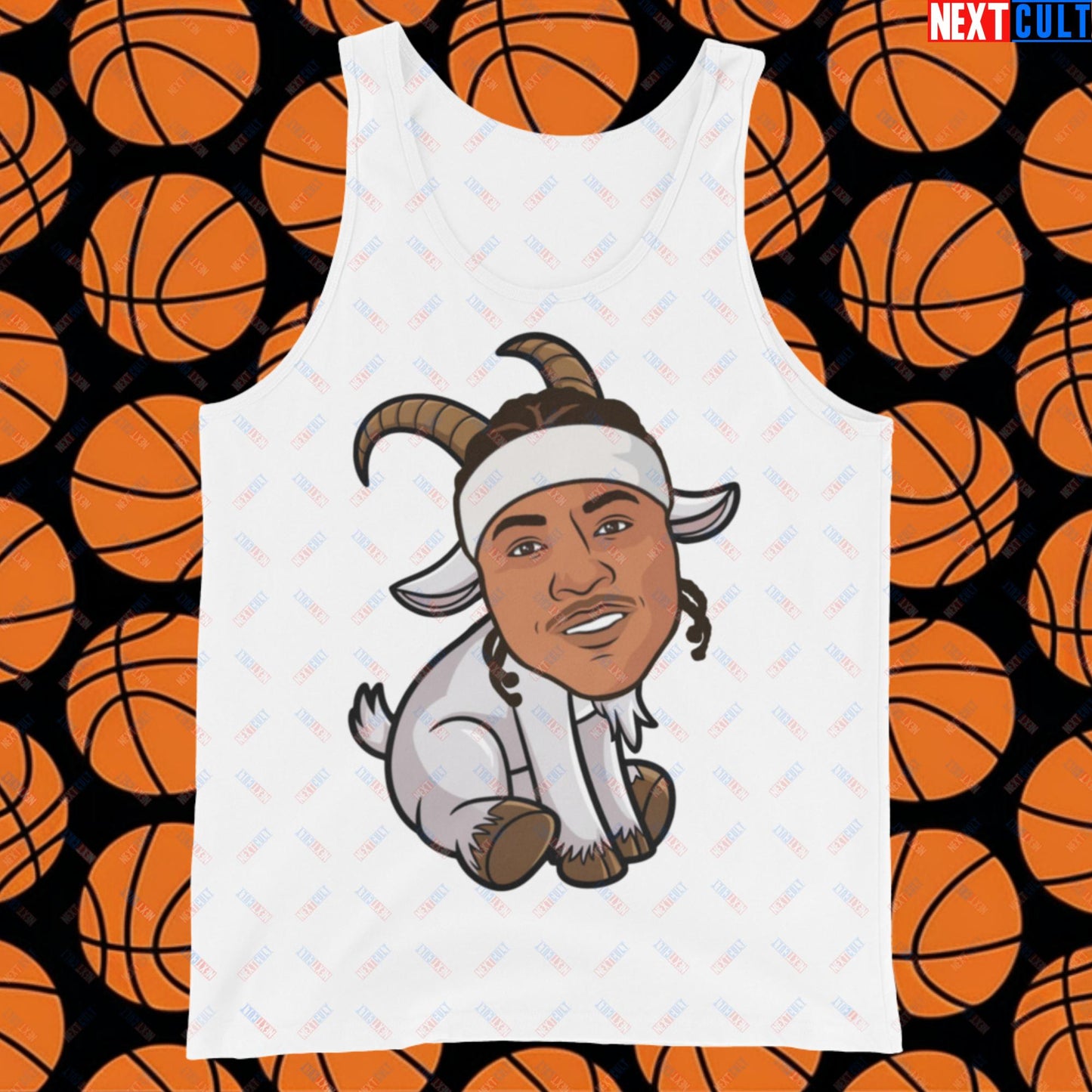 Carmelo Anthony G.O.A.T. Tank Top - Funny Basketball Meme Muscle Shirt - Greatest of All Time Carmelo Anthony Athletic Shirt - Perfect Gift for Basketball Fans Tank Top White Tank Tops Basketball Carmelo Anthony Denver Nuggets G.O.A.T. NBA New York Knicks Next Cult Brand