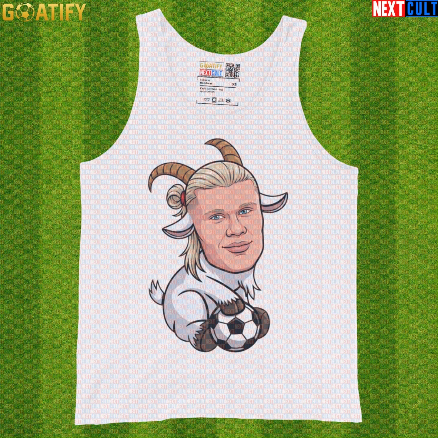 Erling Haaland Tank Top – Viking GOAT Muscle Shirt for Gym, Soccer and Norway Fans White Tank Tops Next Cult Brand