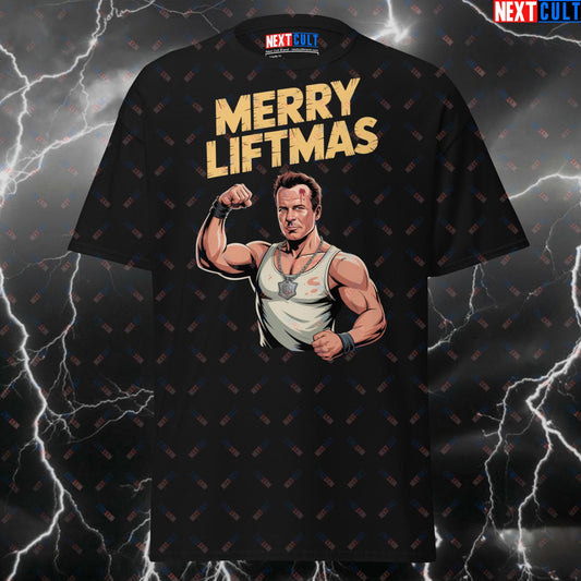 Funny Gym Shirt for Lifters - Merry Liftmas Christmas Pump Cover T-Shirt - Die Hard Gym Meme Tee for Gymbros & Fitness Fans T-shirts Christmas Films Fitness Gym Pump Cover Workout Next Cult Brand