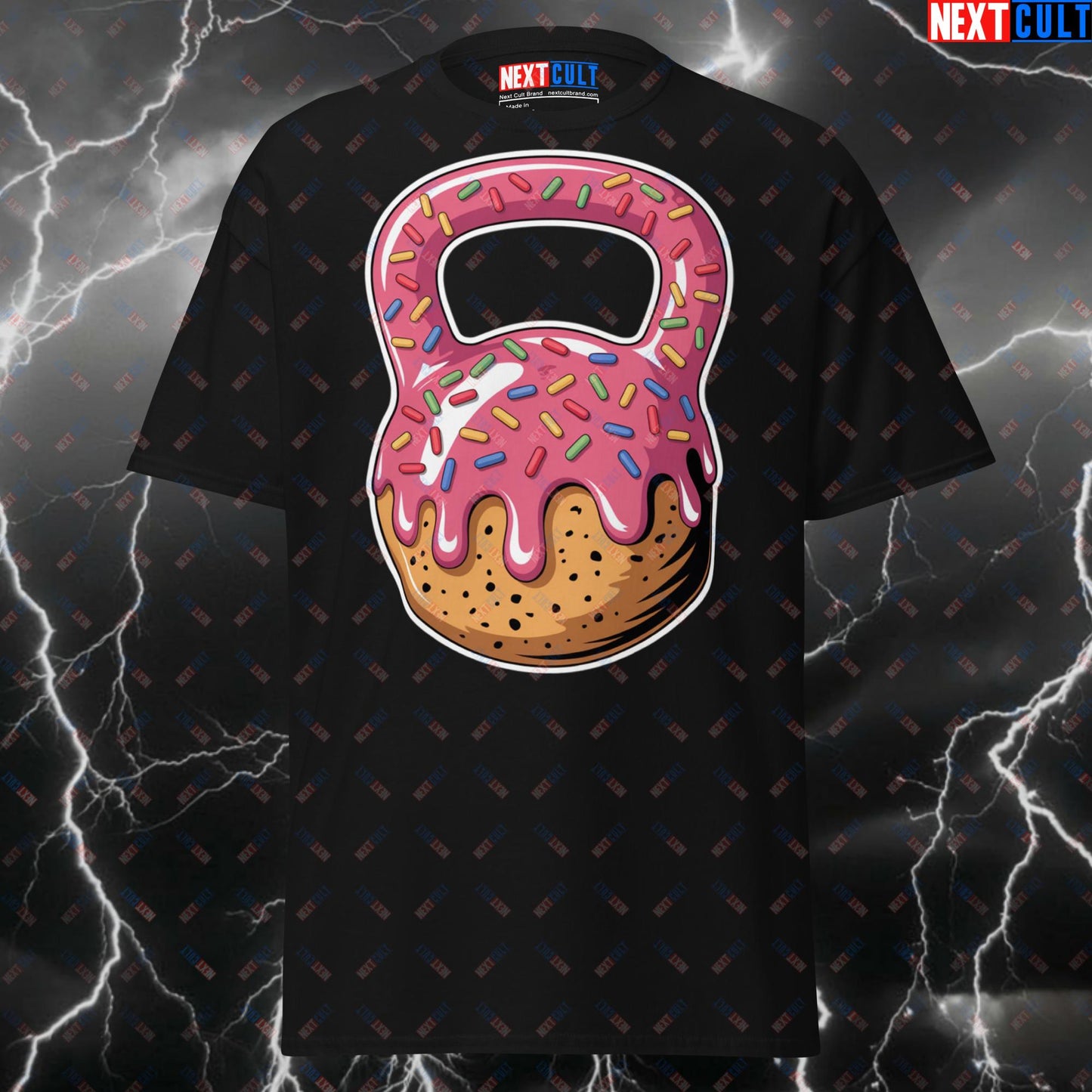 Funny Gym Shirt - Donut Kettlebell Pump Cover T-Shirt for Lifters, Gym Meme Tee for Fitness Gains & Workout Humor T-shirts Bulking Donuts Fast Food Fitness Functional Fitness Gym Kettlebell Pump Cover Workout Next Cult Brand