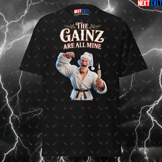 Funny Gym Shirt - The Gainz Are All Mine Pump Cover T-Shirt - Gym Carol Christmas Workout Tee for Lifters & Gymbros T-shirts Christmas Films Fitness Gym Pump Cover Workout Next Cult Brand