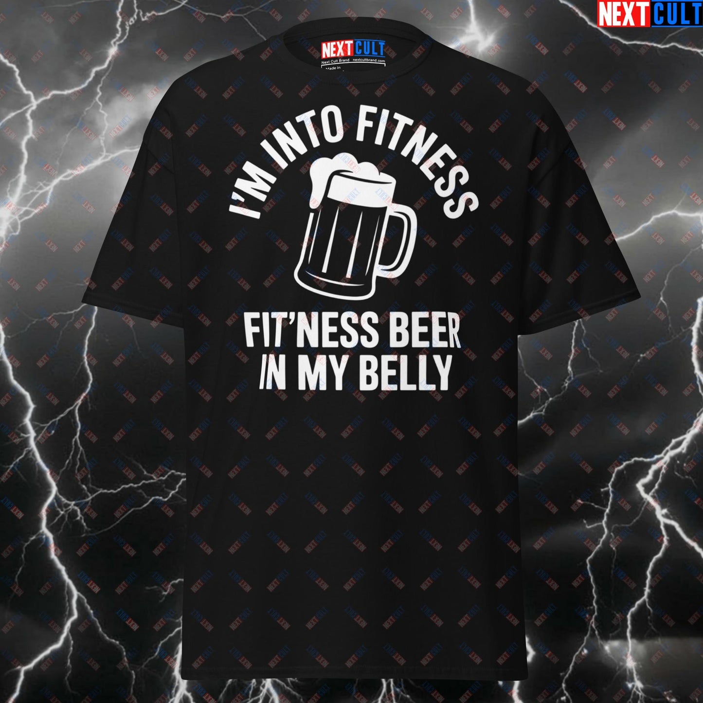 Funny Gym Shirt - I'm Into Fitness Fit'ness Beer in My Belly Pump Cover T-Shirt for Gymbros, Lifters & Beer Lovers T-shirts Beer Fitness Gym Pump Cover Workout Next Cult Brand