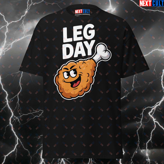 Funny Gym Shirt for Leg Day Lovers - Fried Chicken & Gains Meme Tee - Pump Cover Workout T-Shirt for Gymbros & Lifters T-shirts Bulking Fast Food Fitness Gym Leg Day Pump Cover Thanksgiving Workout Next Cult Brand