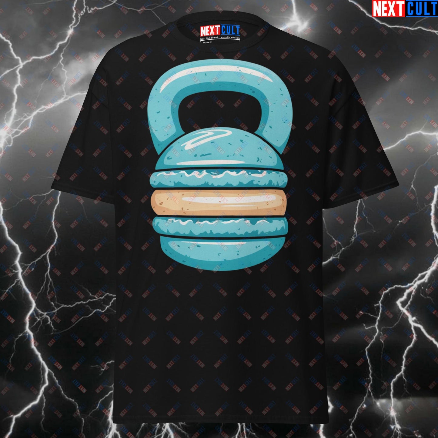 Funny Gym Shirt - Blue Macaroon Kettlebell Pump Cover T-Shirt for Lifters, Gymbros & Fitness Meme Lovers T-shirts Bulking Fast Food Fitness Functional Fitness Gym Kettlebell Pump Cover Workout Next Cult Brand