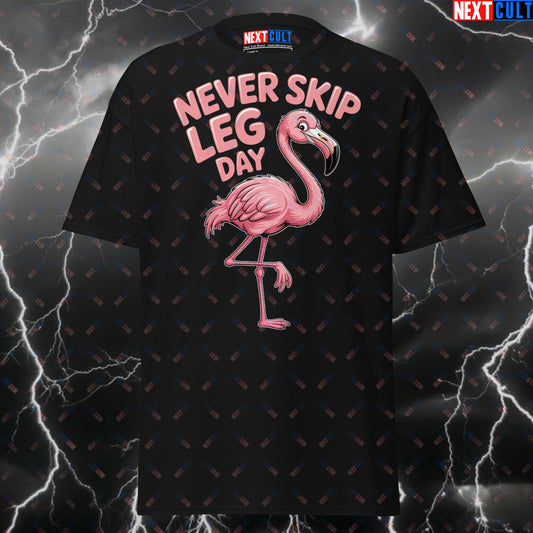 Funny Gym Shirt Never Skip Leg Day Flamingo Meme Tee - Pump Cover T-Shirt for Gymbros, Lifters & Fitness Fans T-shirts Fitness Gym Leg Day Pump Cover Workout Next Cult Brand