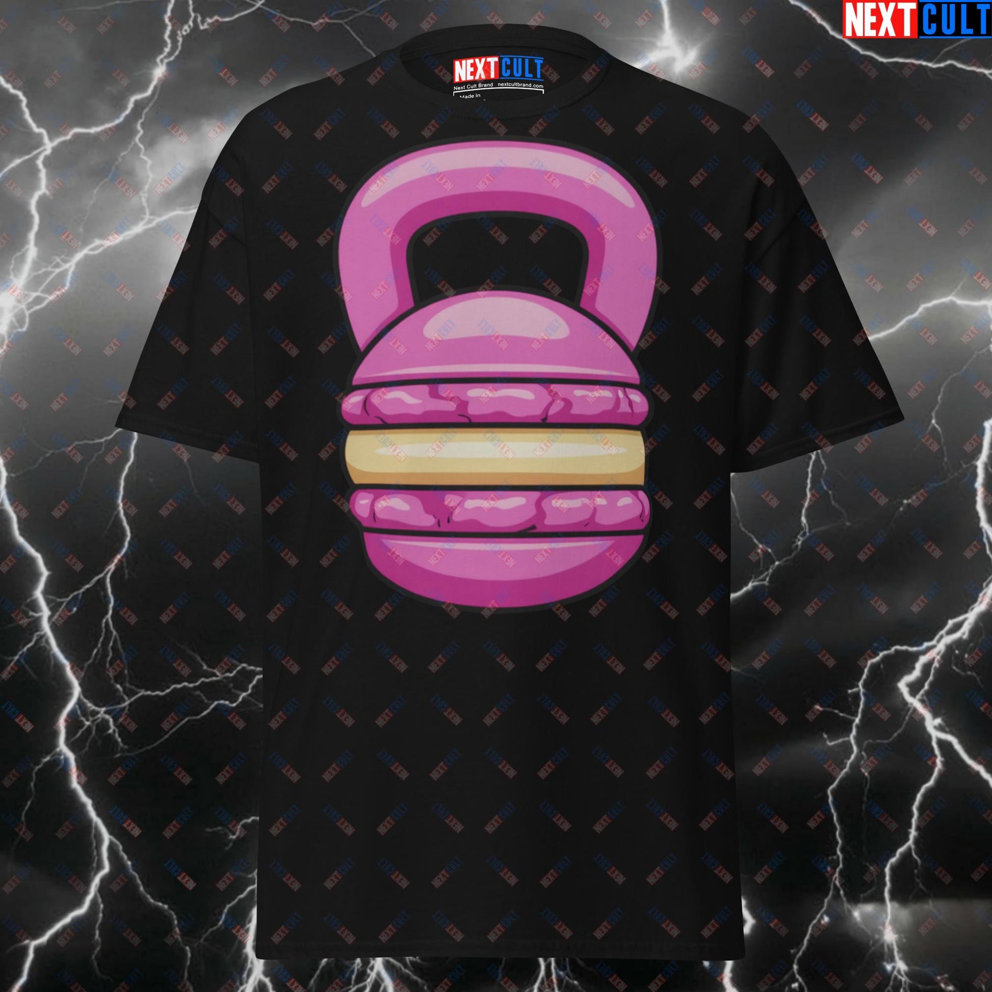 Funny Gym Shirt - Pink Macaroon Kettlebell Pump Cover T-Shirt for Gym Bros, Lifters & Fitness Meme Lovers T-shirts Bulking Fast Food Fitness Functional Fitness Gym Kettlebell Pump Cover Workout Next Cult Brand