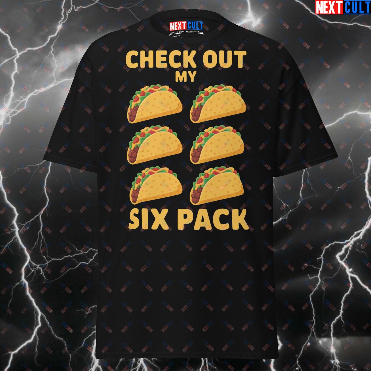 Funny Gym Shirt for Men - Check Out My Six Pack Tacos Gym Meme Tee - Pump Cover Workout T-Shirt for Lifters & Gymbros T-shirts Bulking Fast Food Fitness Gym Pump Cover Workout Next Cult Brand