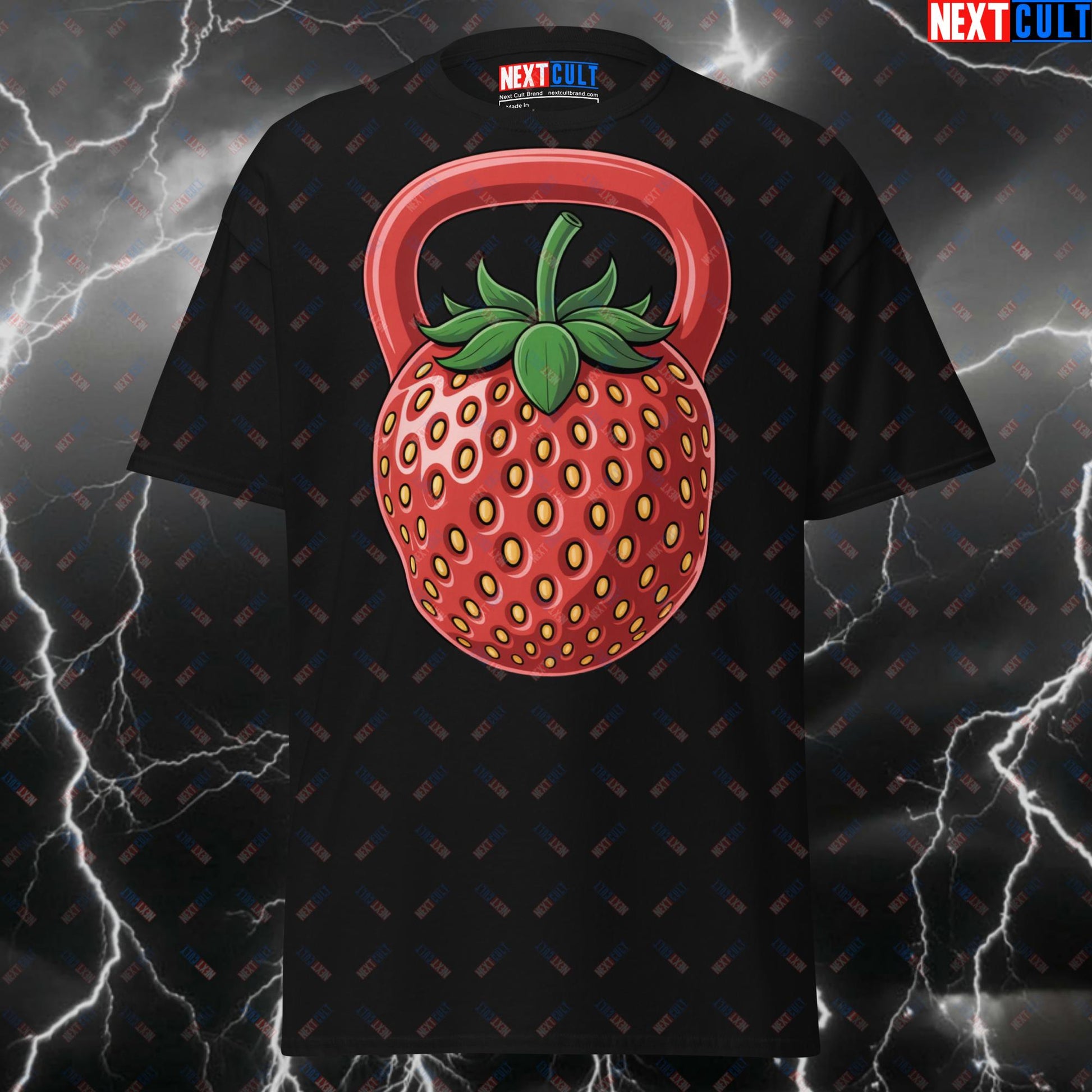Funny Gym Shirt - Strawberry Kettlebell Meme Tee for Lifters | Pump Cover Workout Top for Gymbros & Fitness Gains T-shirts Fast Food Fitness Functional Fitness Gym Kettlebell Pump Cover Workout Next Cult Brand