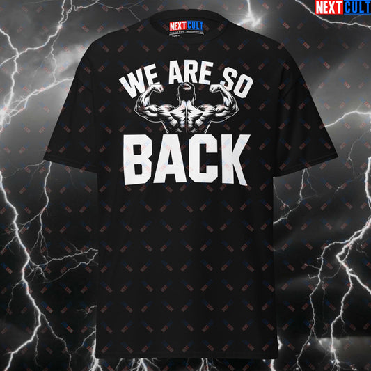 Funny Gym Shirt - We Are So Back Pump Cover T-Shirt for Wide Back Gains, Gymbro Meme Tee for Back Training & Powerlifting T-shirts Bodybuilding Fitness Gym Pump Cover Workout Next Cult Brand