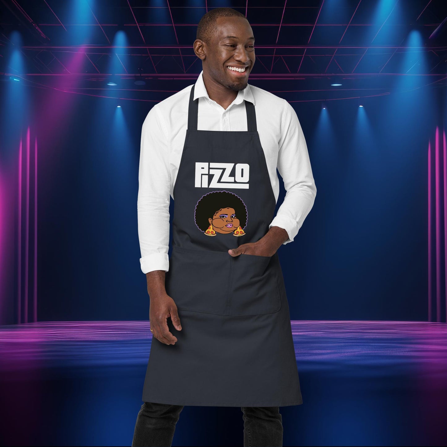 Pizzo Lizzo Pizza Lizzo Merch Lizzo Gift Song Lyrics Lizzo Organic cotton apron Navy Aprons Lizzo Music Next Cult Brand