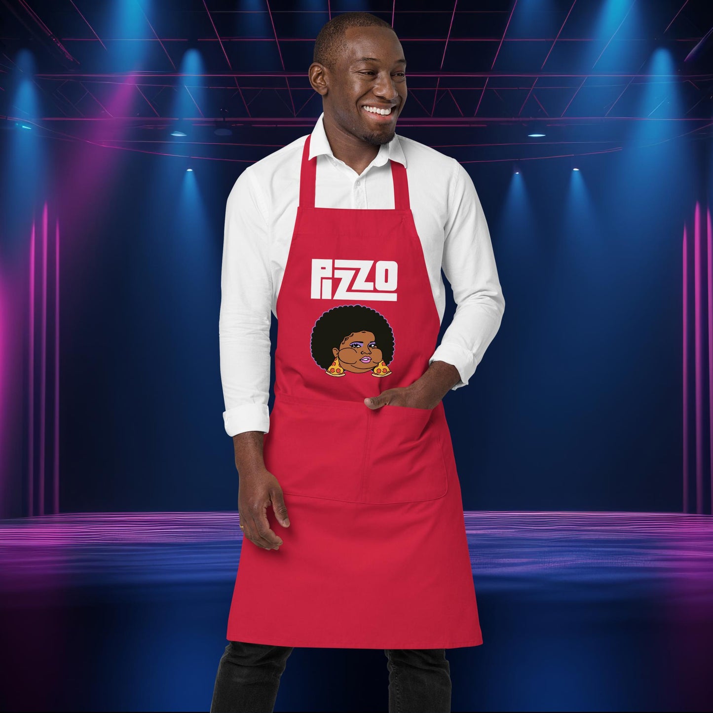 Pizzo Lizzo Pizza Lizzo Merch Lizzo Gift Song Lyrics Lizzo Organic cotton apron Red Aprons Lizzo Music Next Cult Brand