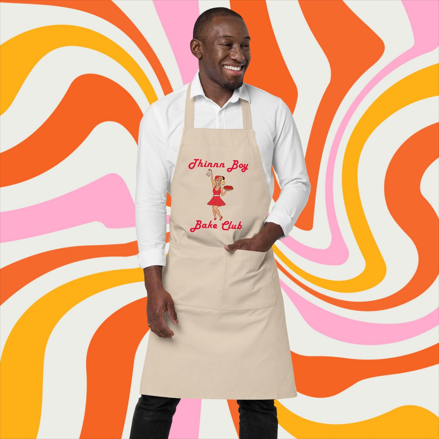 Thinnn Boy Bake Club The Fighter and The Kid TFATK Podcast Comedy 60s retro housewife Bryan Callen Organic cotton apron Rope Aprons Bryan Callen Podcasts Stand-up Comedy The Fighter and The Kid (TFATK) Thinnn Boy Bake Club Next Cult Brand