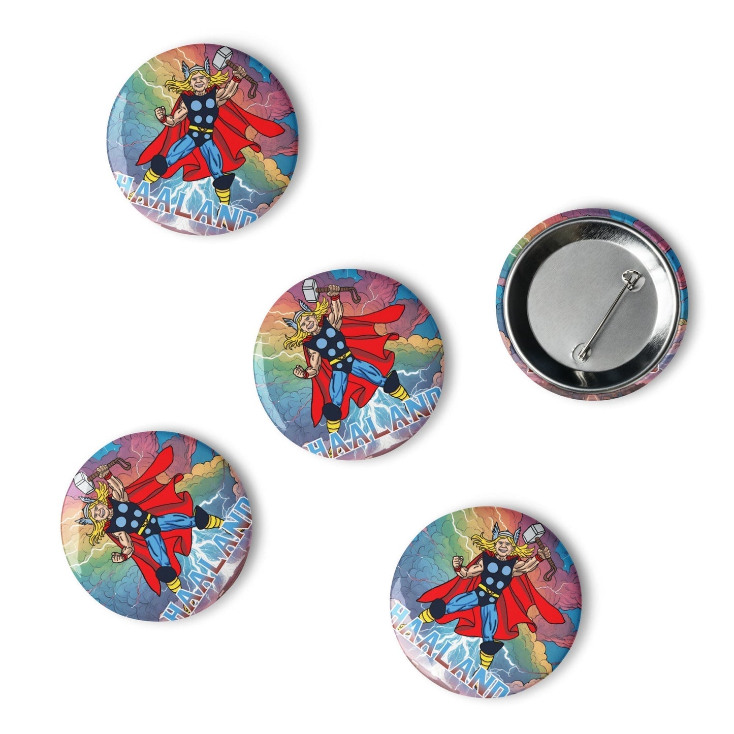 Erling Haaland Thor Avenger Manchester City Funny Football/ Soccer Meme Set of pin buttons Pins Erling Haaland Football Manchester City Thor Next Cult Brand