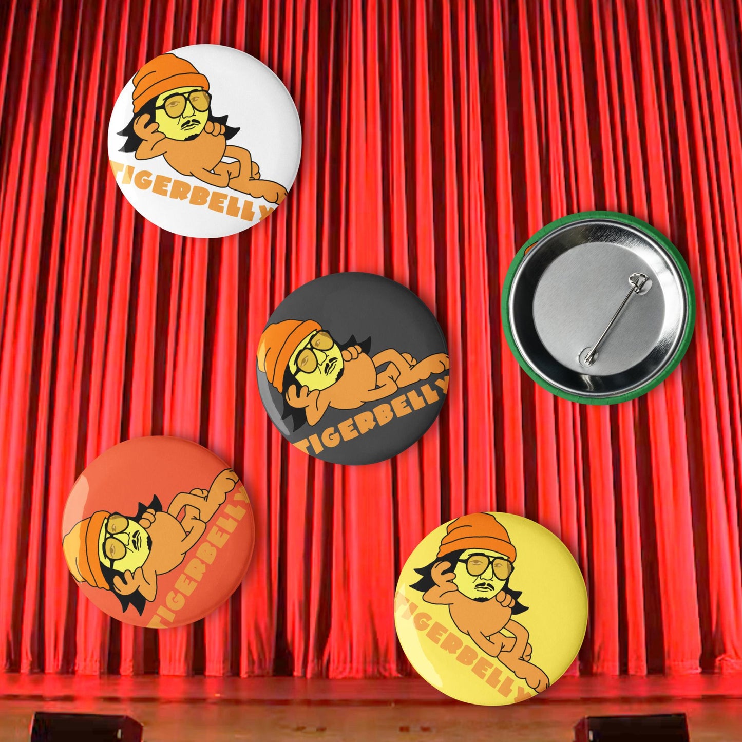 Bobby Lee Tigerbelly, Bobby Lee Merch, Tigerbelly Merch, Bobby Lee Gift, Funny Tigerbelly Gift, Tigerbelly Podcast, TigerBelly Set of pin buttons Default Title Pins Bobby Lee Podcasts Stand-up Comedy TigerBelly Next Cult Brand