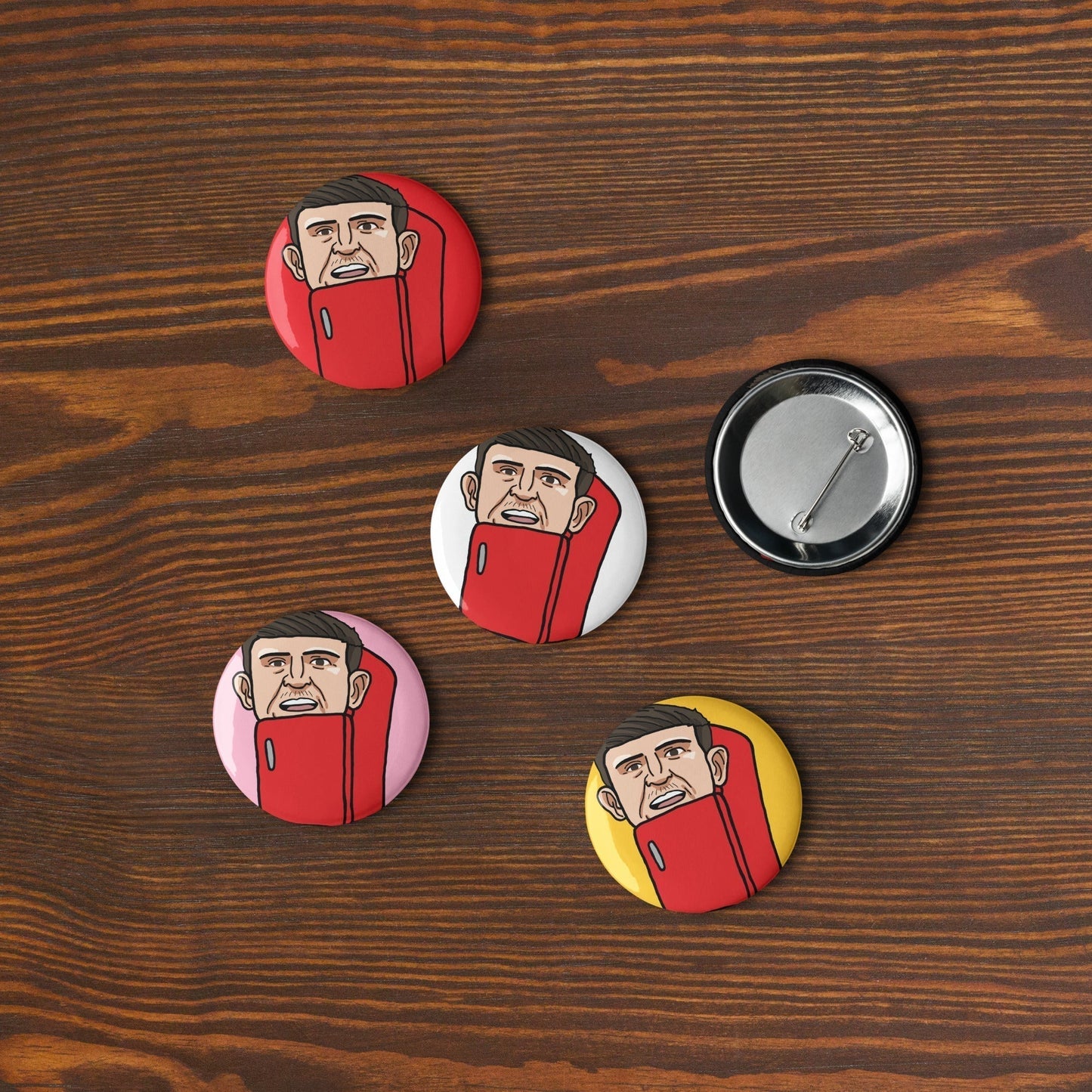 Harry ''The Fridge'' Maguire Manchester United funny football/ soccer meme Set of pin buttons 2.25″ Pins Next Cult Brand