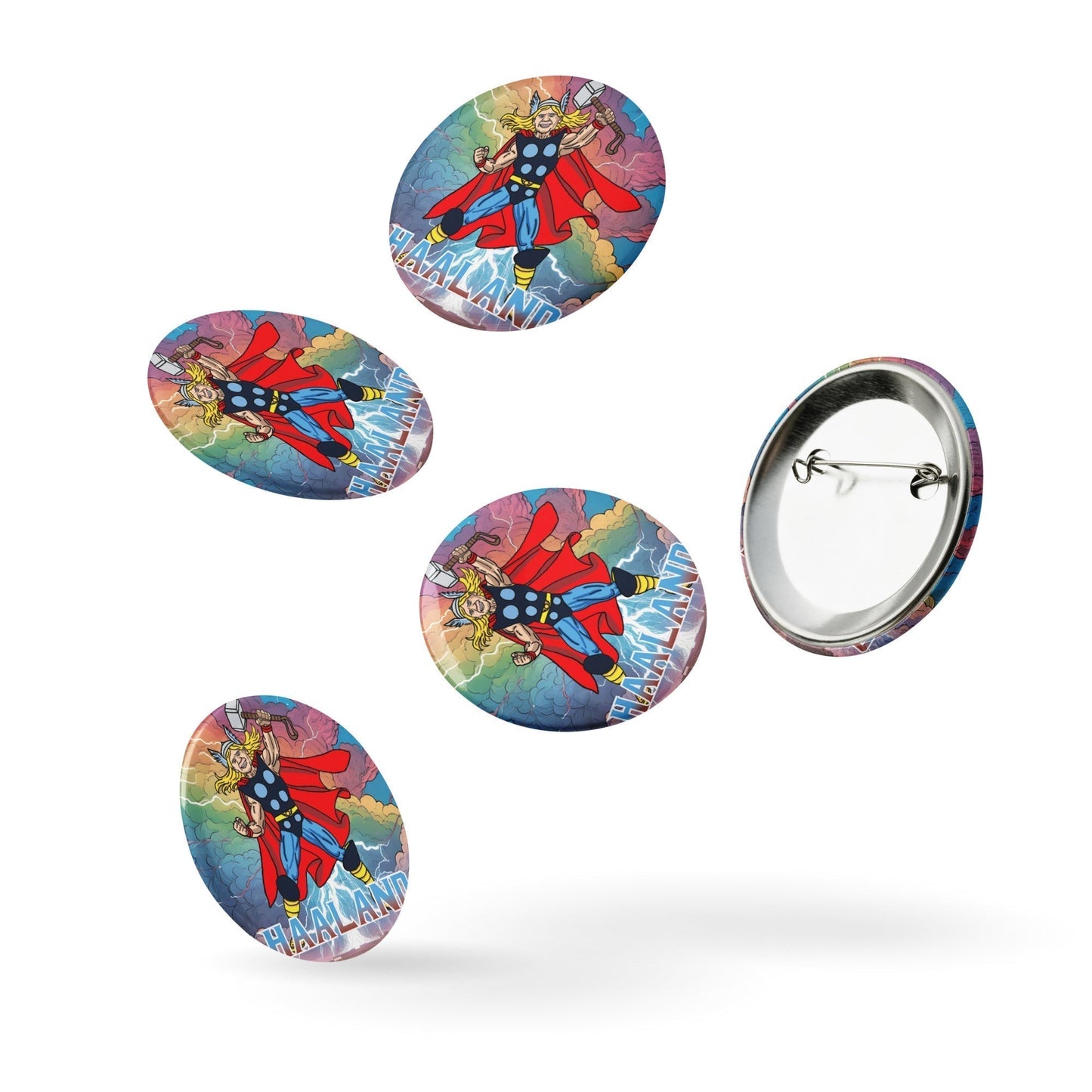 Erling Haaland Thor Avenger Manchester City Funny Football/ Soccer Meme Set of pin buttons Default Title Pins Erling Haaland Football Manchester City Thor Next Cult Brand