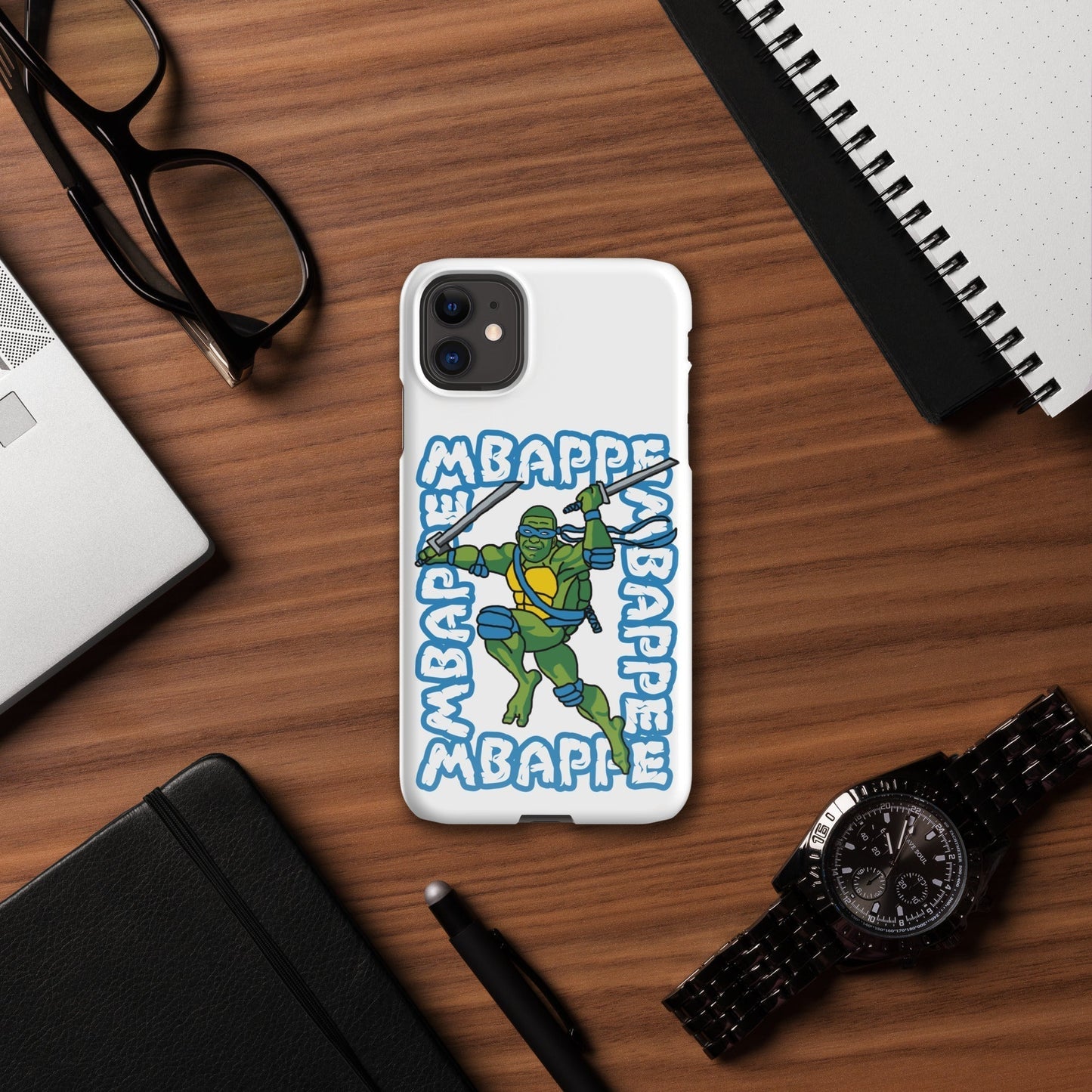 Kylian Mbappe Blue Ninja Turtle Leonardo Snap case for iPhone® Glossy iPhone 11 Mobile Phone Cases Football Kylian Mbappe Ninja Turtles PSG Real Madrid Next Cult Brand