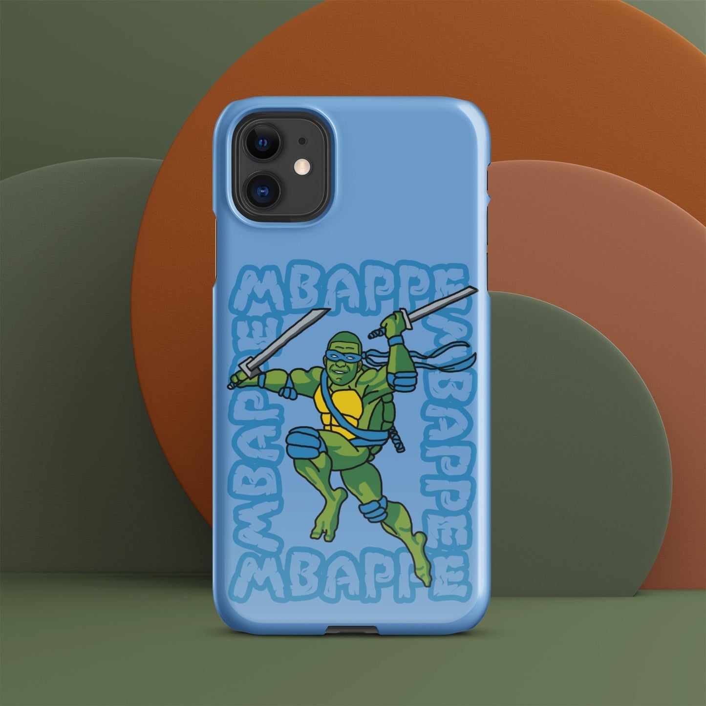 Kylian Mbappe Blue Ninja Turtle Leonardo Snap case for iPhone® Glossy iPhone 11 Mobile Phone Cases Football Kylian Mbappe Ninja Turtles PSG Real Madrid Next Cult Brand