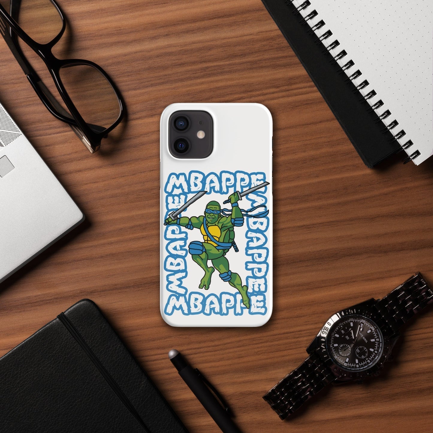 Kylian Mbappe Blue Ninja Turtle Leonardo Snap case for iPhone® Glossy iPhone 12 Mobile Phone Cases Football Kylian Mbappe Ninja Turtles PSG Real Madrid Next Cult Brand