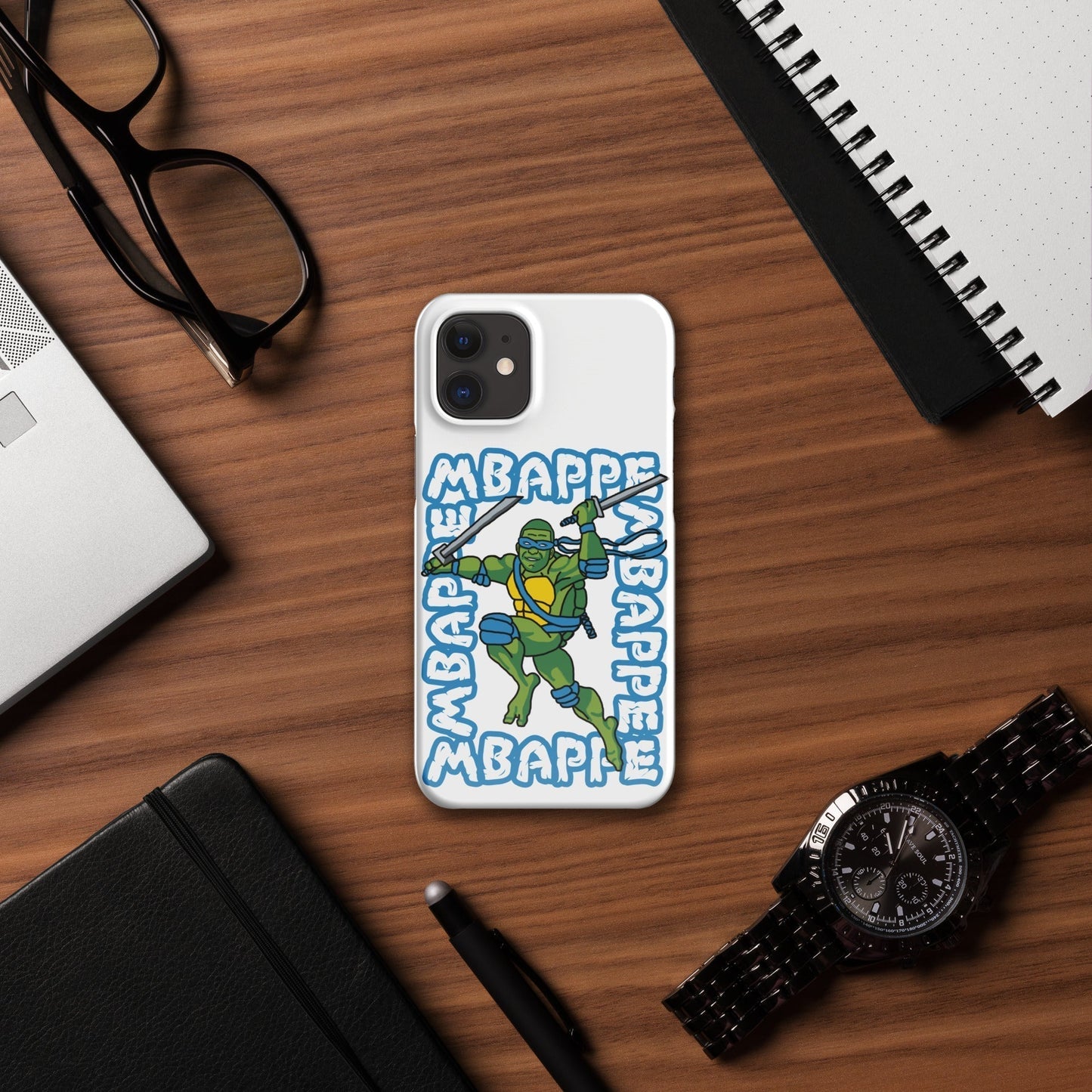 Kylian Mbappe Blue Ninja Turtle Leonardo Snap case for iPhone® Glossy iPhone 12 Mini Mobile Phone Cases Football Kylian Mbappe Ninja Turtles PSG Real Madrid Next Cult Brand