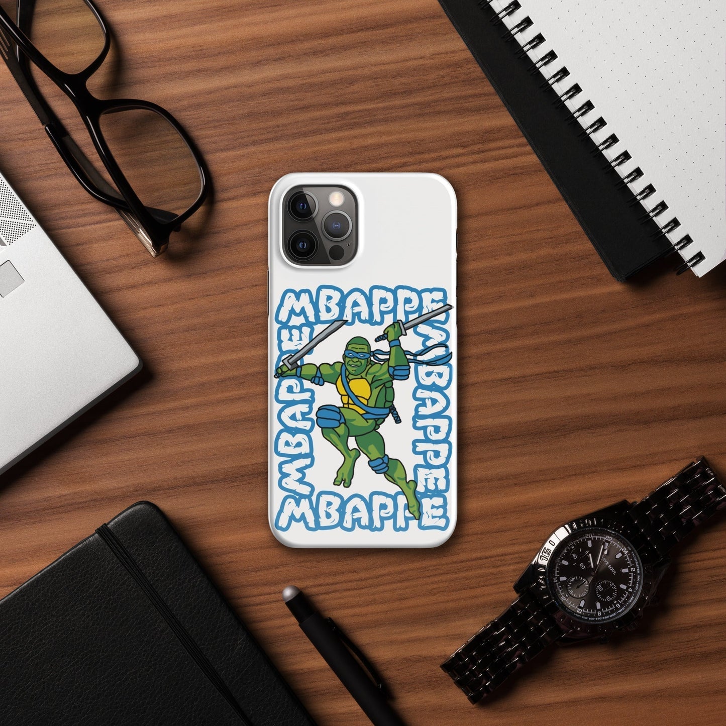Kylian Mbappe Blue Ninja Turtle Leonardo Snap case for iPhone® Glossy iPhone 12 Pro Mobile Phone Cases Football Kylian Mbappe Ninja Turtles PSG Real Madrid Next Cult Brand