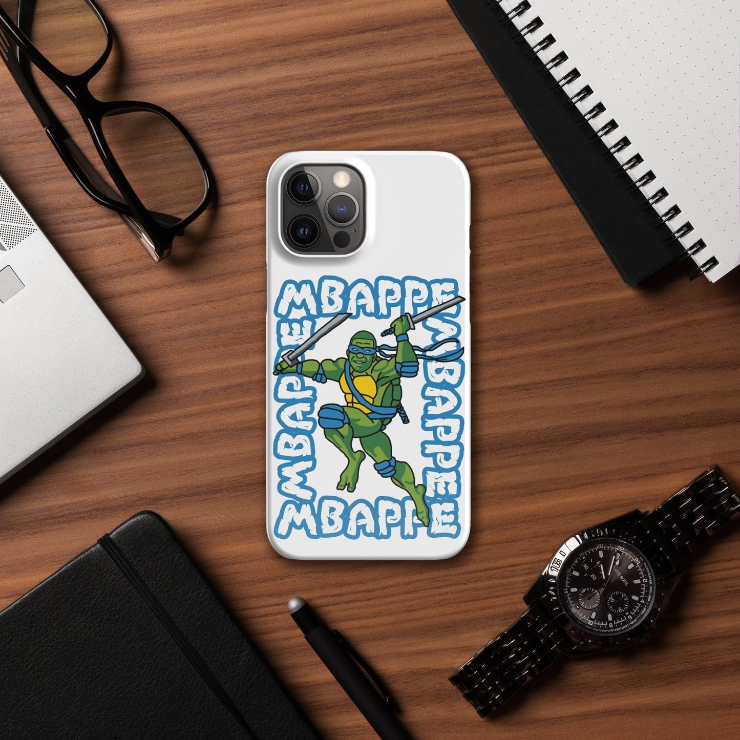Kylian Mbappe Blue Ninja Turtle Leonardo Snap case for iPhone® Glossy iPhone 12 Pro Max Mobile Phone Cases Football Kylian Mbappe Ninja Turtles PSG Real Madrid Next Cult Brand