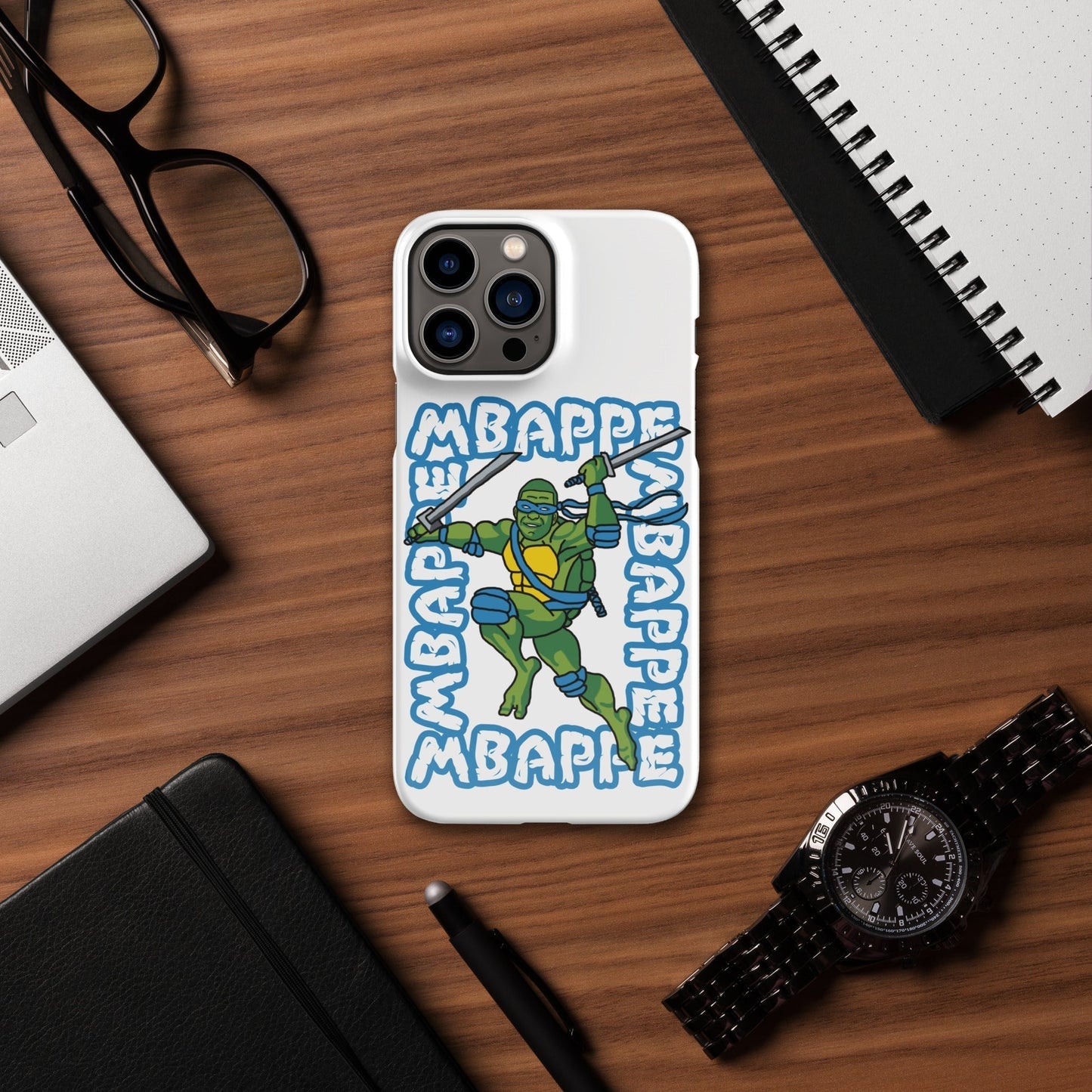 Kylian Mbappe Blue Ninja Turtle Leonardo Snap case for iPhone® Glossy iPhone 13 Pro Max Mobile Phone Cases Football Kylian Mbappe Ninja Turtles PSG Real Madrid Next Cult Brand