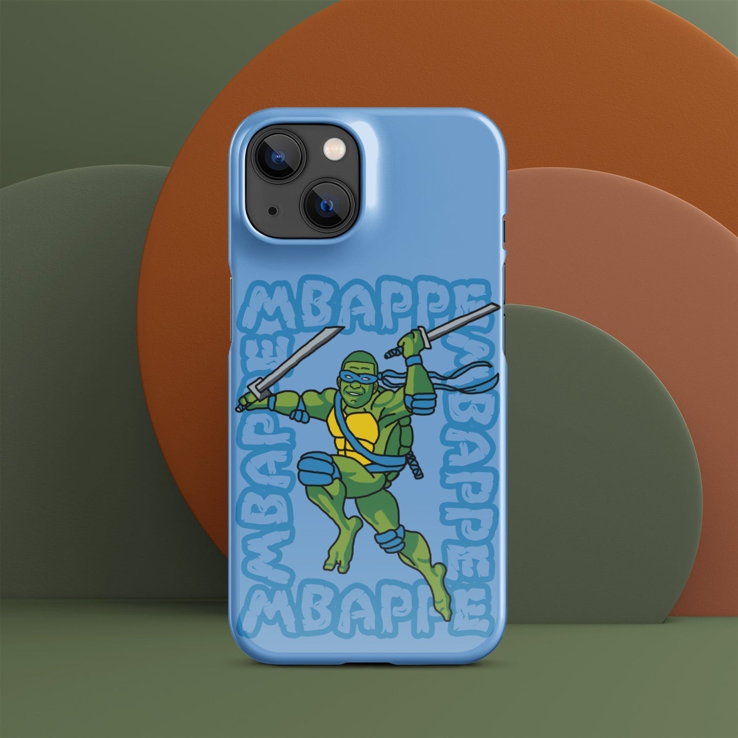 Kylian Mbappe Blue Ninja Turtle Leonardo Snap case for iPhone® Glossy iPhone 14 Mobile Phone Cases Football Kylian Mbappe Ninja Turtles PSG Real Madrid Next Cult Brand