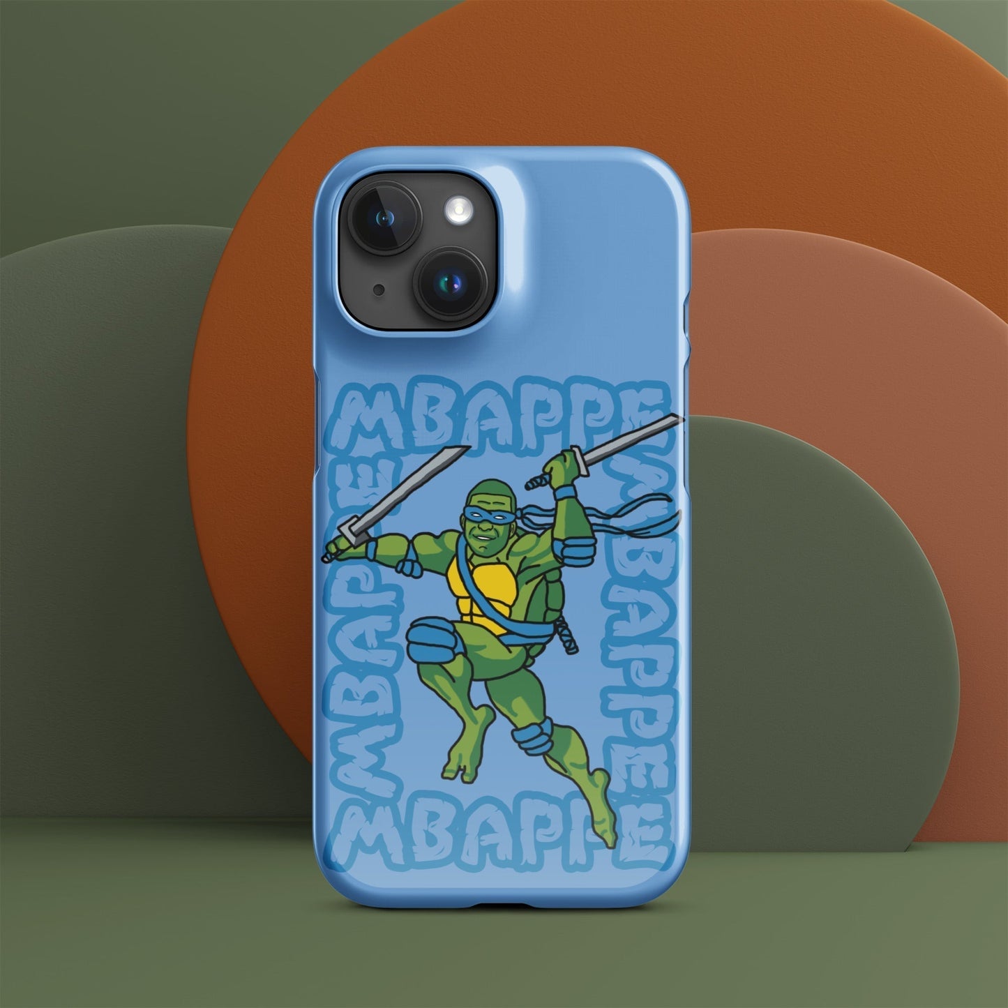 Kylian Mbappe Blue Ninja Turtle Leonardo Snap case for iPhone® Glossy iPhone 15 Mobile Phone Cases Football Kylian Mbappe Ninja Turtles PSG Real Madrid Next Cult Brand