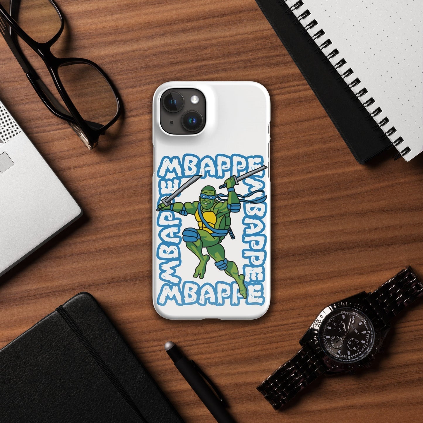 Kylian Mbappe Blue Ninja Turtle Leonardo Snap case for iPhone® Glossy iPhone 15 Plus Mobile Phone Cases Football Kylian Mbappe Ninja Turtles PSG Real Madrid Next Cult Brand