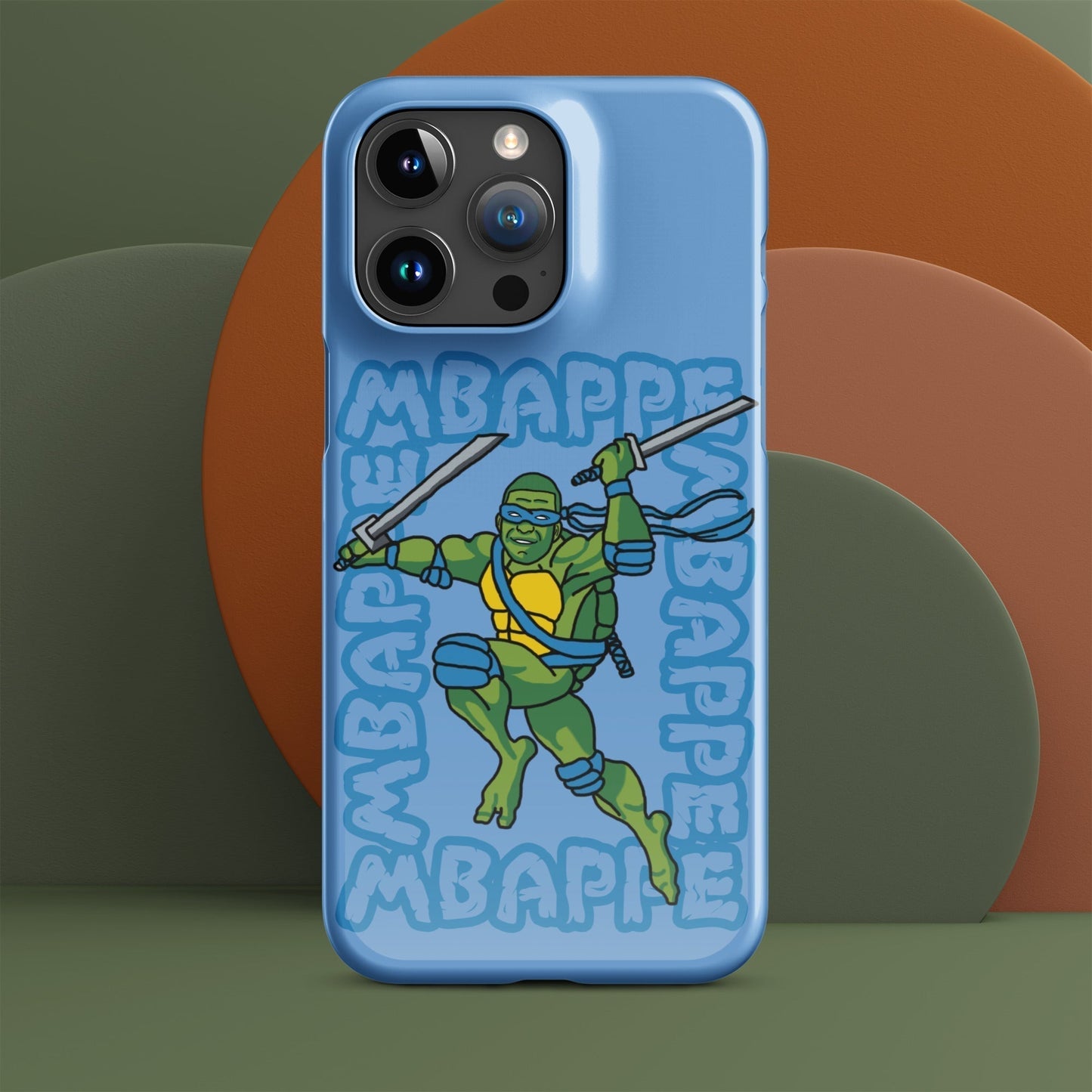 Kylian Mbappe Blue Ninja Turtle Leonardo Snap case for iPhone® Glossy iPhone 15 Pro Max Mobile Phone Cases Football Kylian Mbappe Ninja Turtles PSG Real Madrid Next Cult Brand