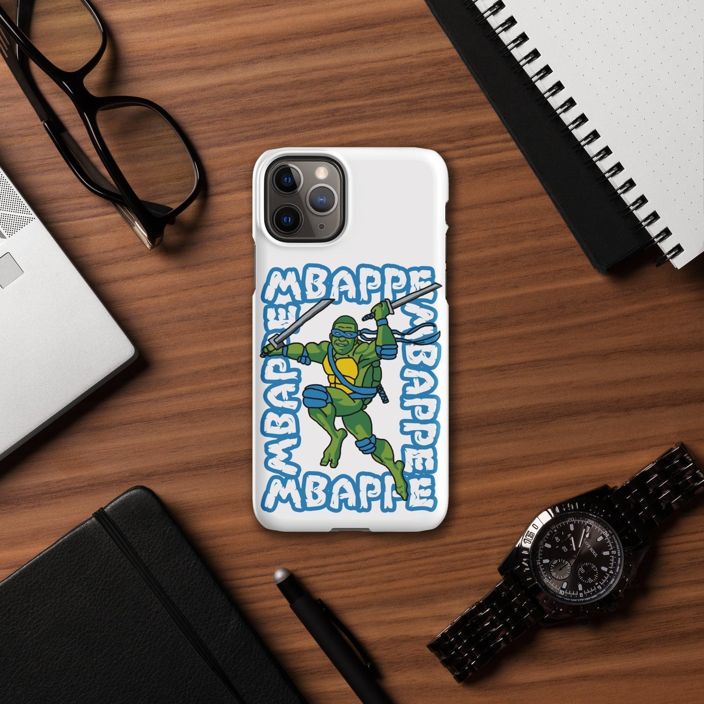 Kylian Mbappe Blue Ninja Turtle Leonardo Snap case for iPhone® Matte iPhone 11 Pro Mobile Phone Cases Football Kylian Mbappe Ninja Turtles PSG Real Madrid Next Cult Brand